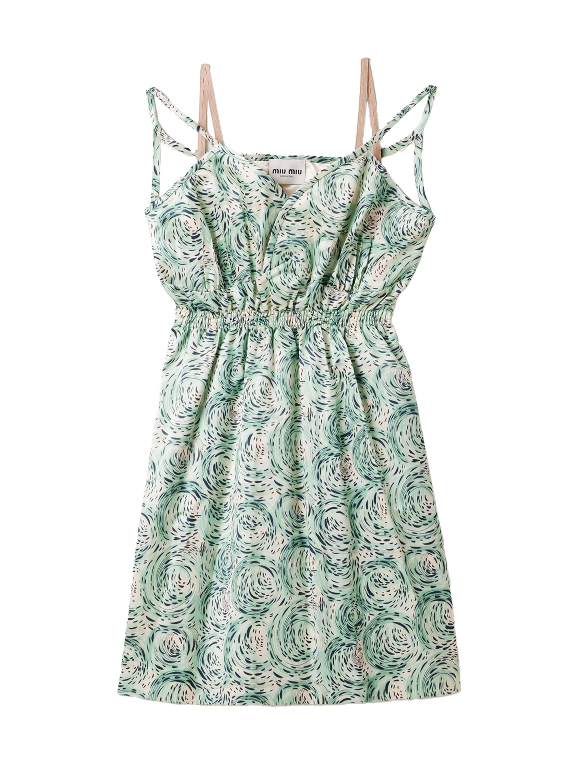 miu miu satin jacquard dress Miu Miu Long Satin Dress, Woman, Cocoa Brown, Size 42