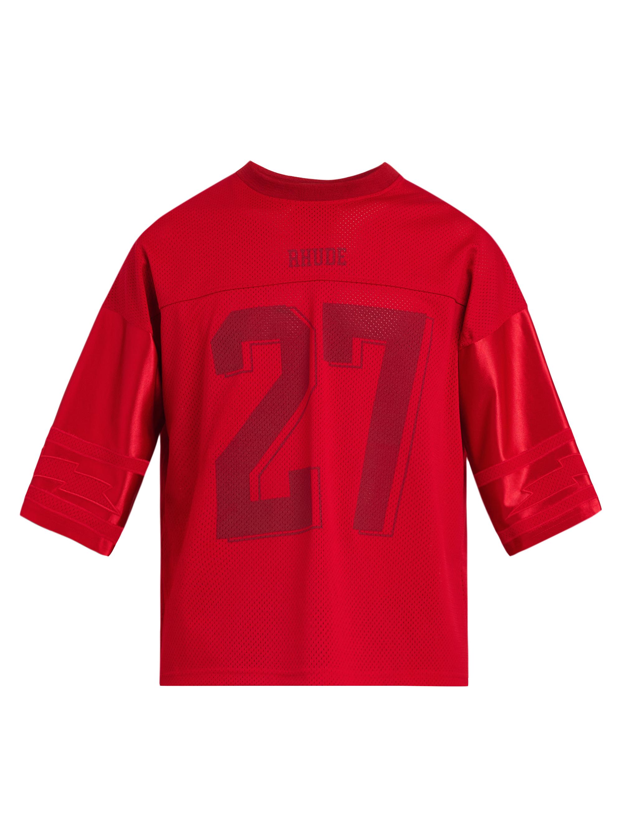 Rhude Men's Lightning Graphic Football Jersey - Red White
