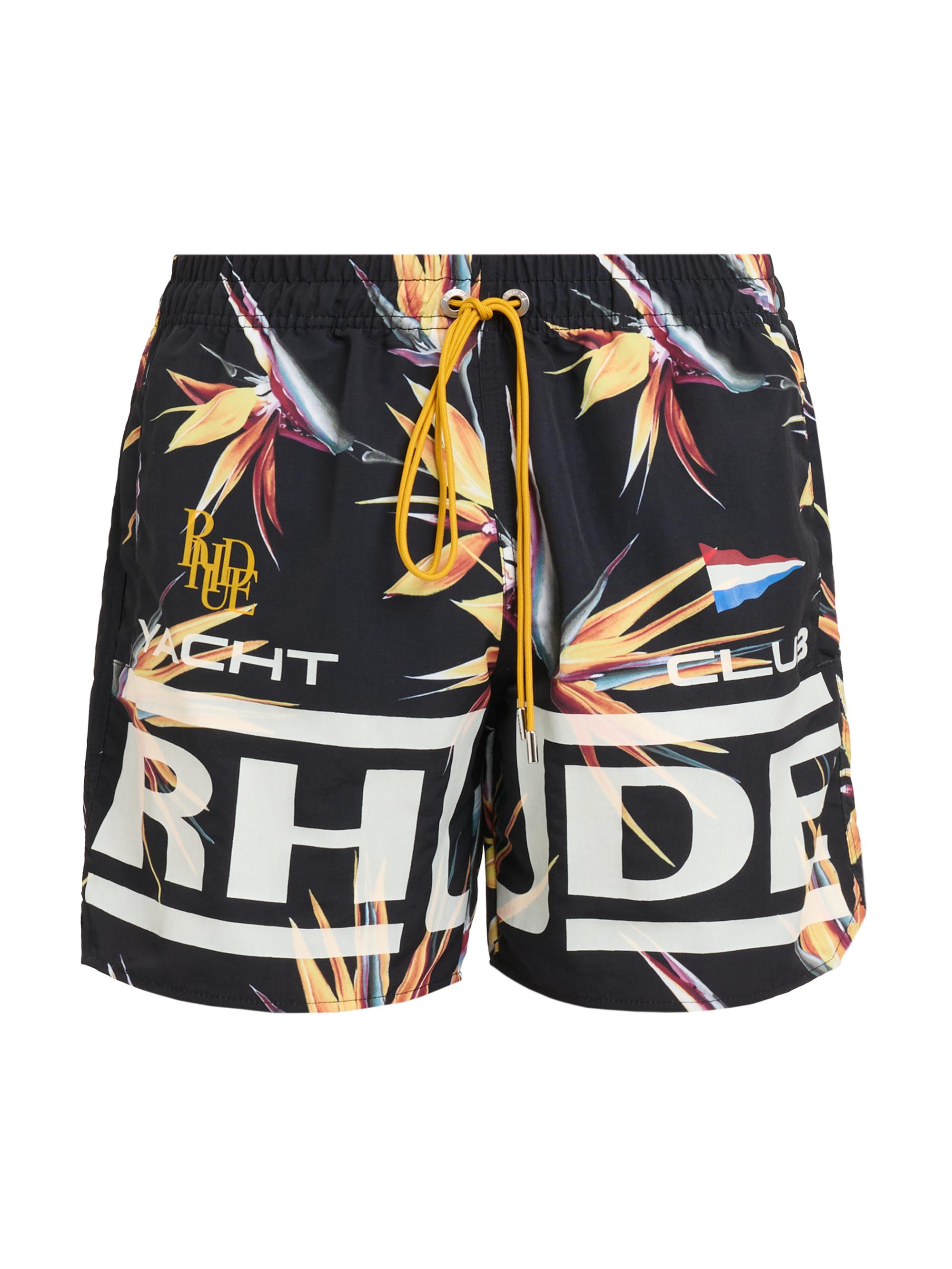 Rhude Men's Regatta Club Hawaiian-Print Swim Shorts - Multi White