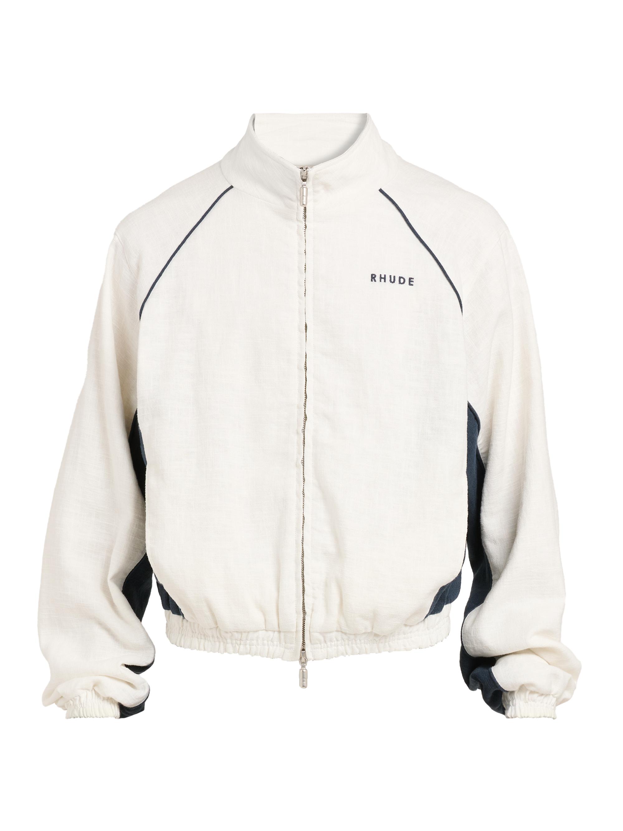 Rhude Men's Ramona Contrast-Piping Linen Track Jacket - White Navy