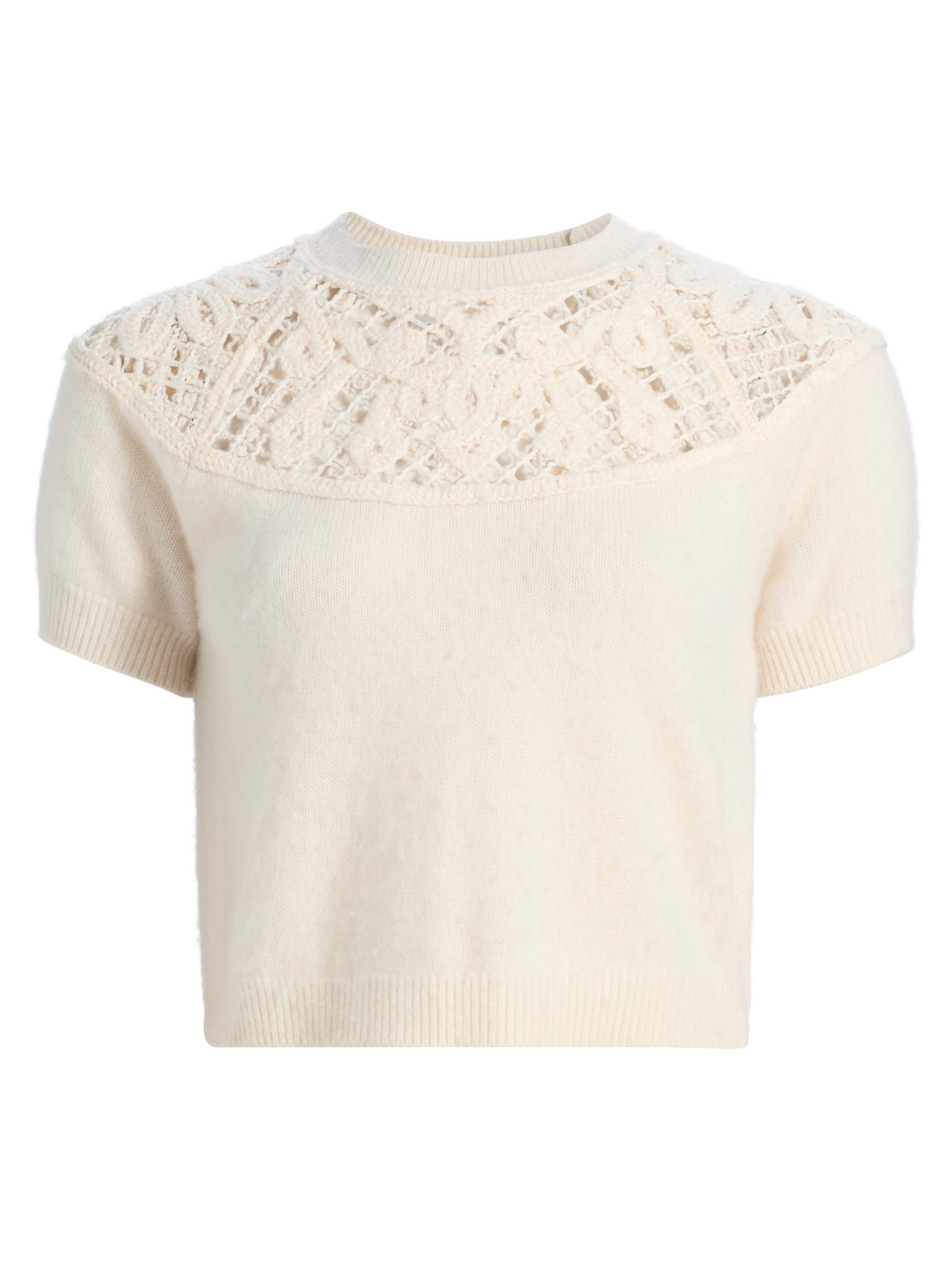FRAME Women's The Lace Gathered Cashmere Sweater - Cream