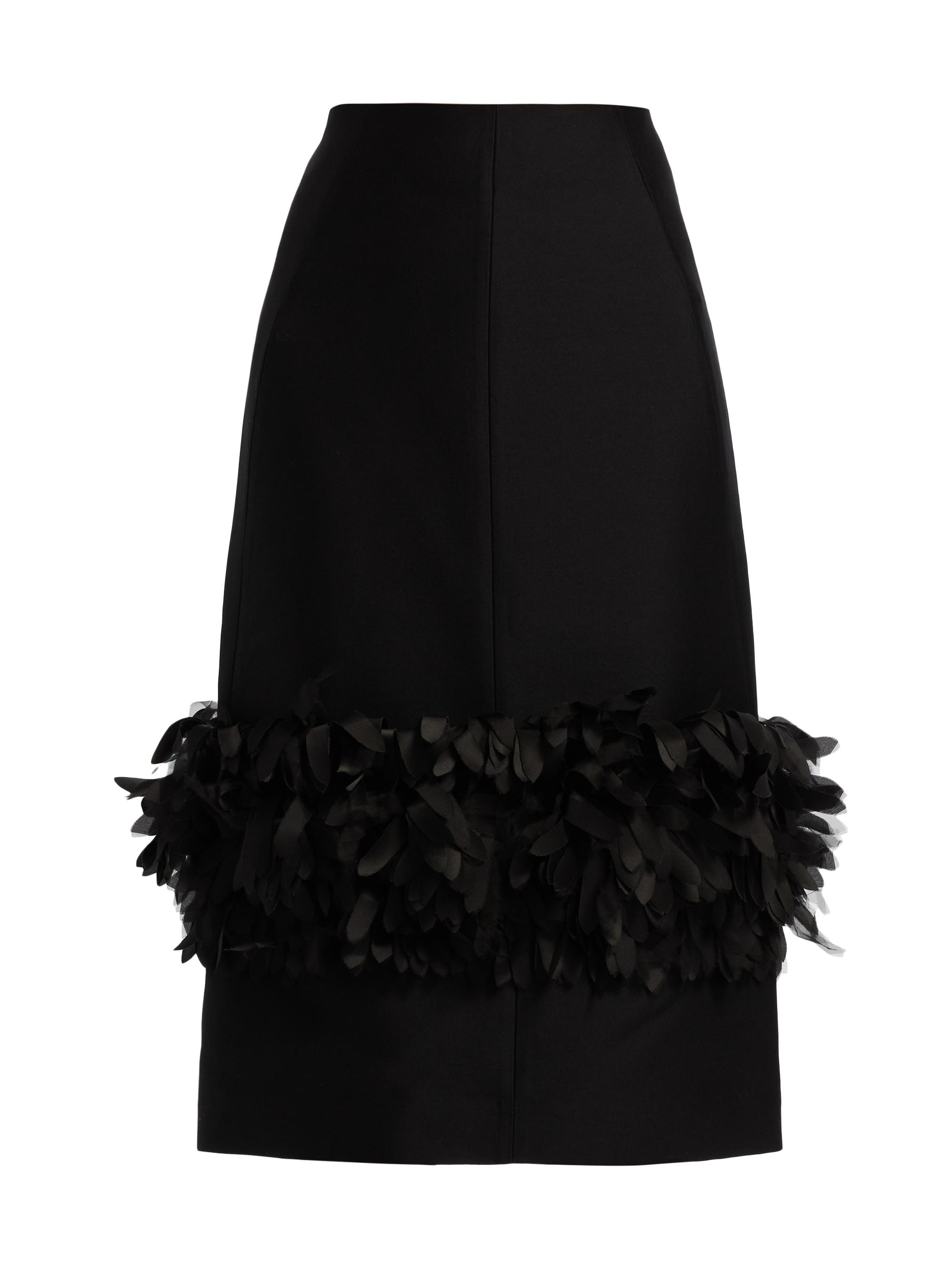 Women’s Petal Wool-Silk Fitted Midi-Skirt – Black – Size 12