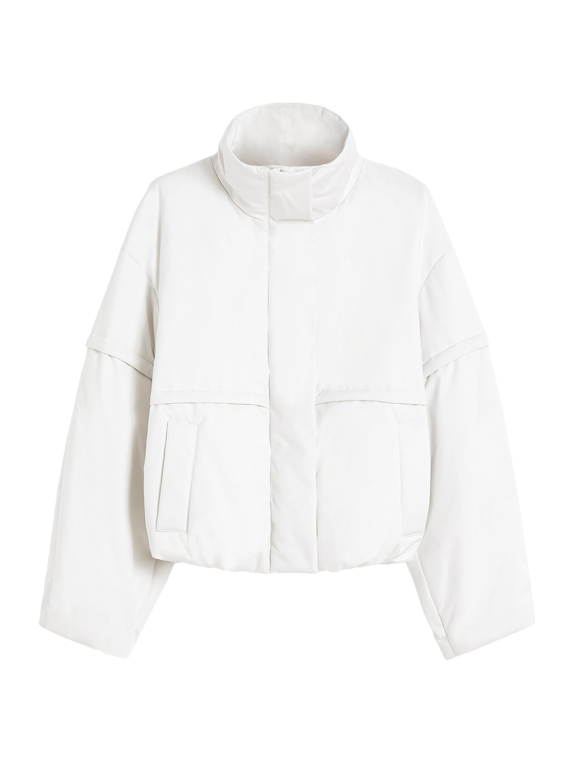 MM Max Mara Women's Technical Twill Bomber Jacket - Optical White