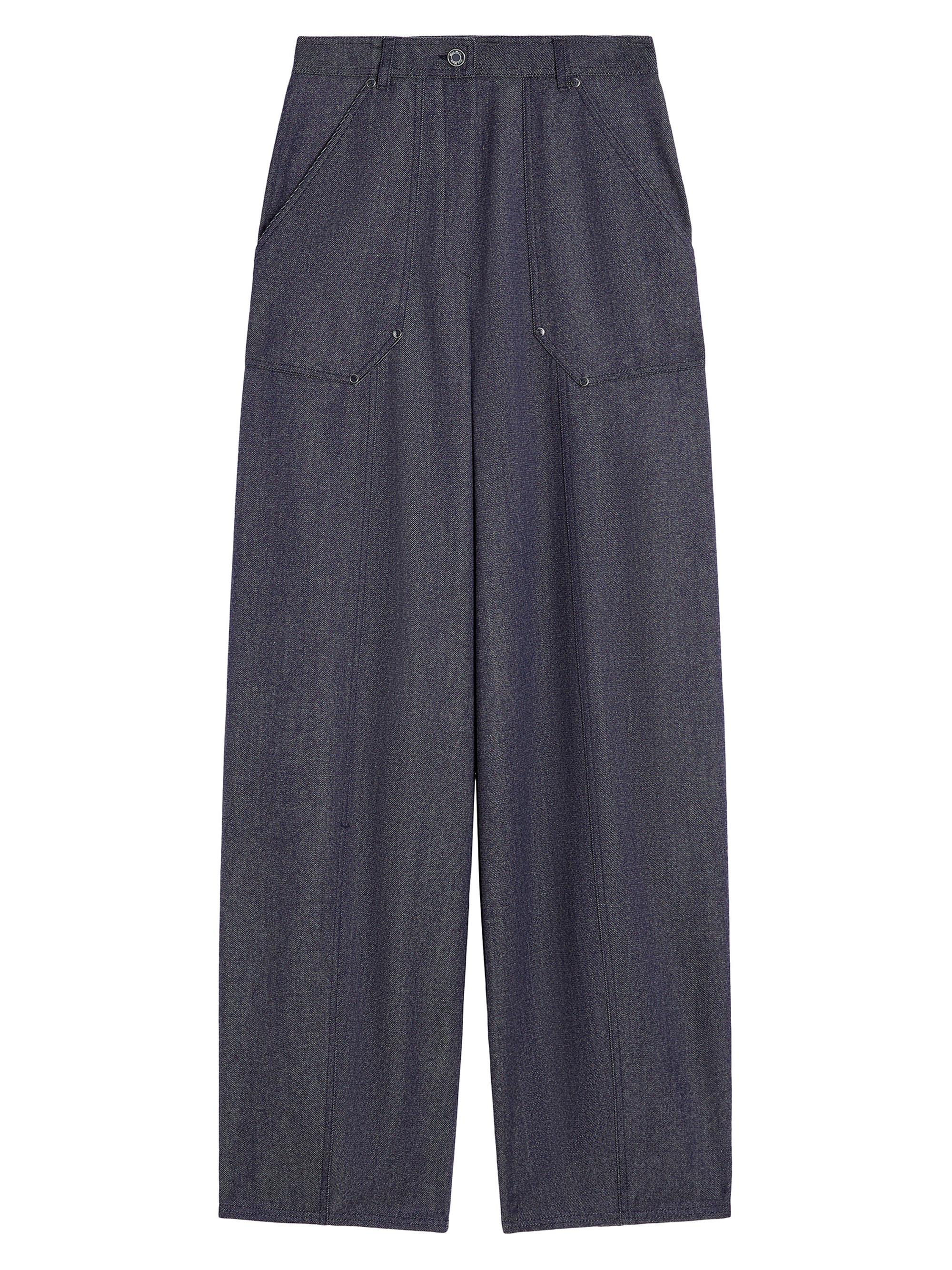Max Mara Women's Denim Effect Wool Trousers - Ultramarine