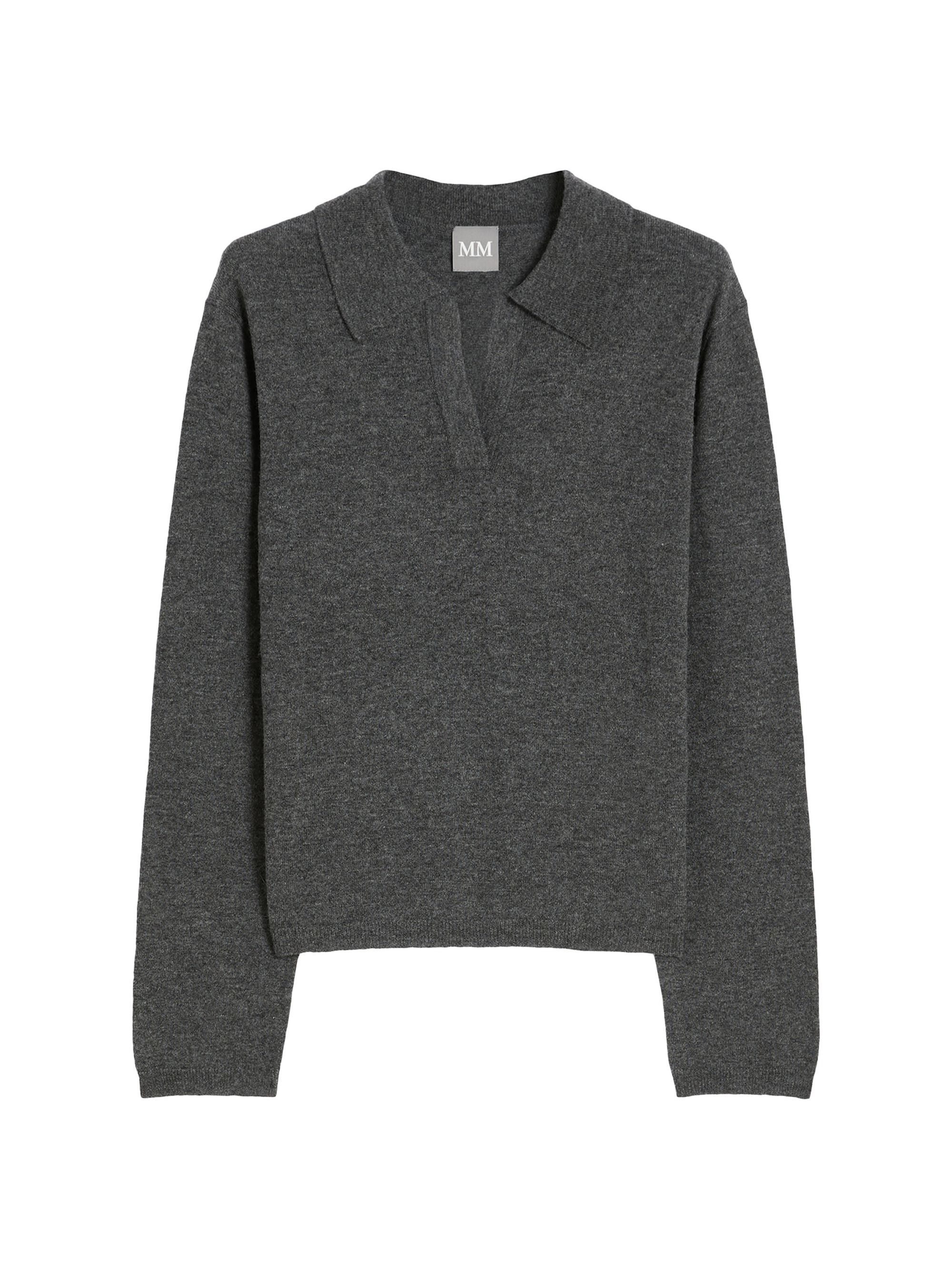MM Max Mara Women's Cashmere Blend Cropped Sweater - Dark Grey Melange