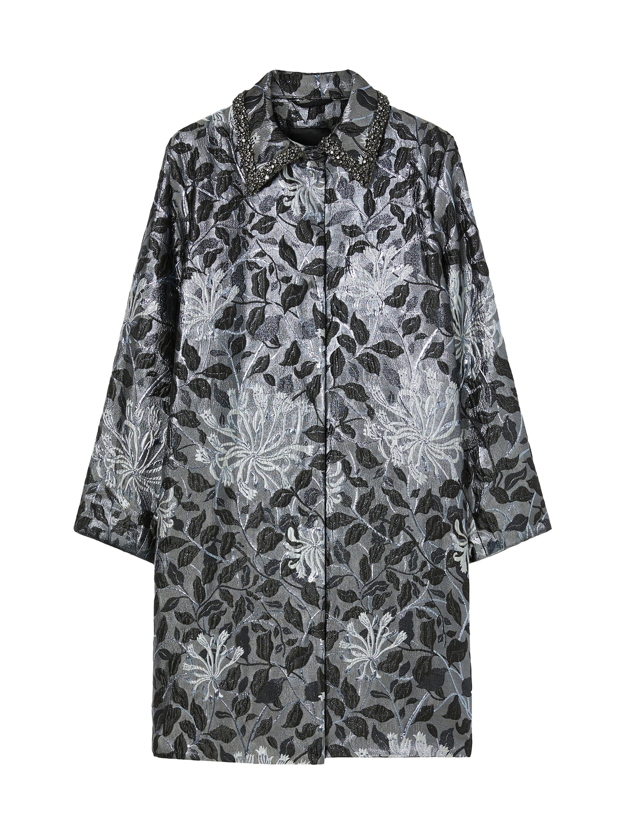 Marina Rinaldi Women's Jacquard Lamé Coat - Dark Grey