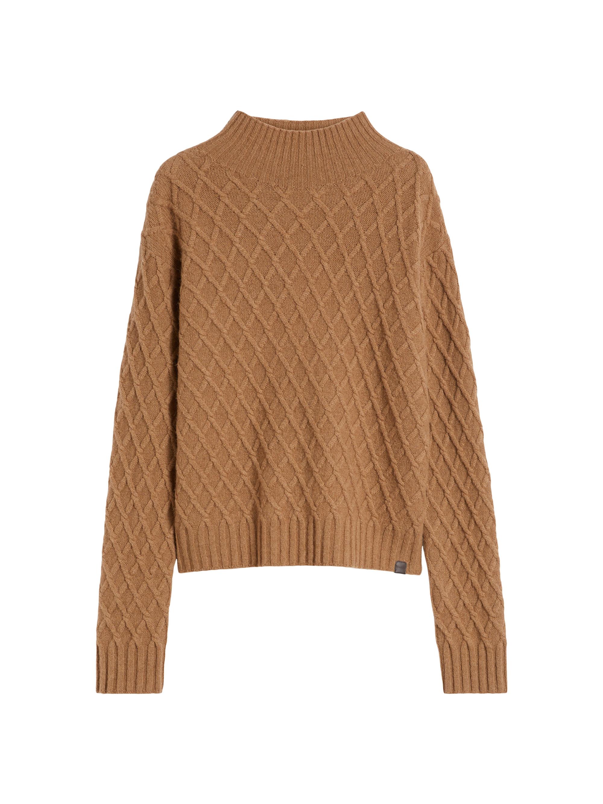 Max Mara Women's Camel Yarn High Neck Jumper - Camel