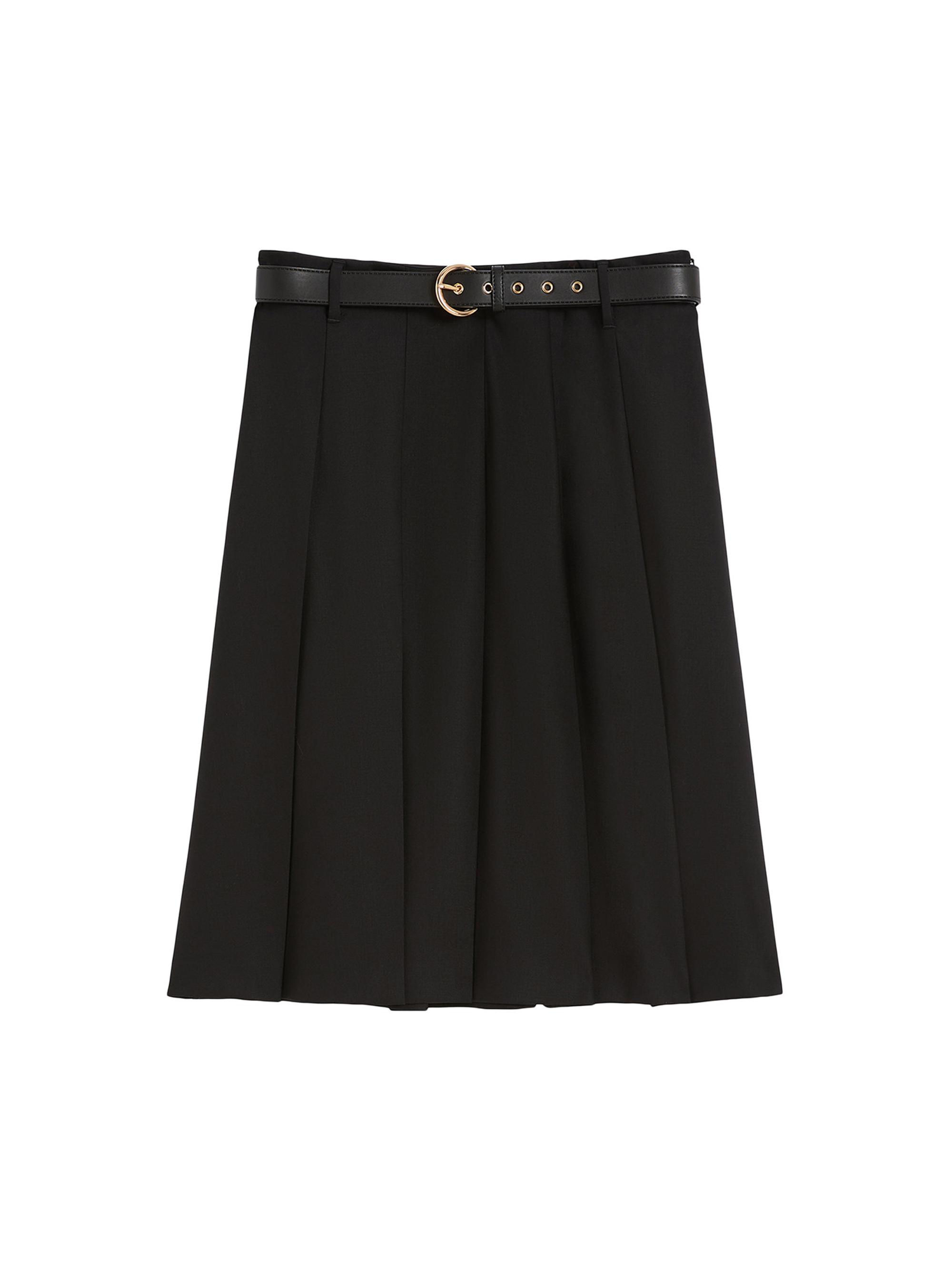 Max Mara Women's Pleated Wool Skirt - Black