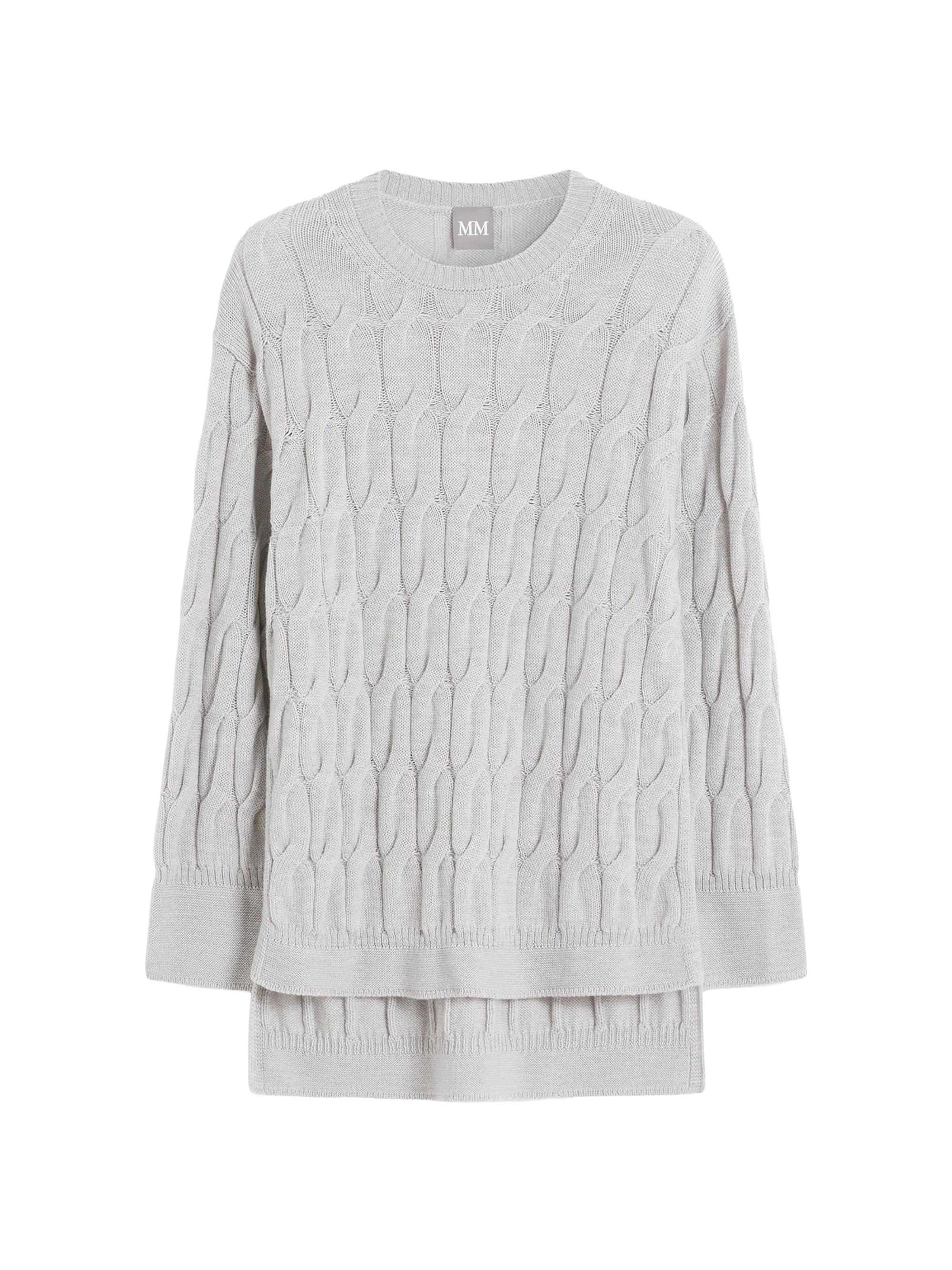 MM Max Mara Women's Cable Knit Wool Sweater - Light Grey Melange