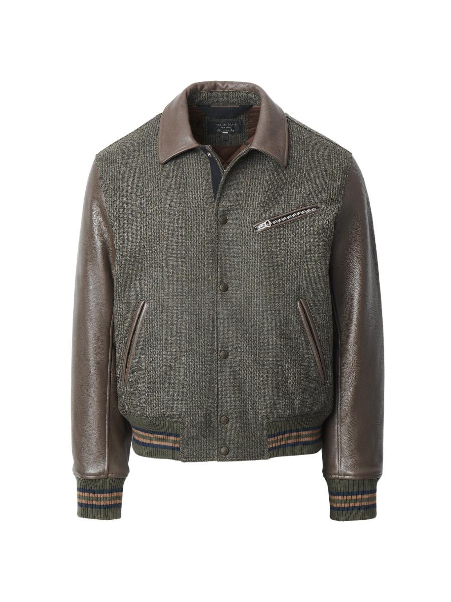 Rag & Bone Men's Jeremy Wool & Leather Varsity Jacket In Brown