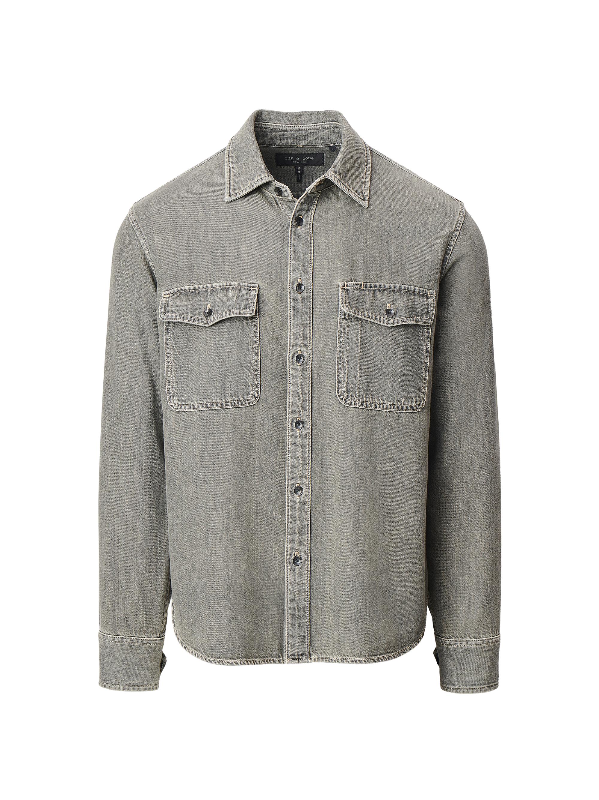 rag & bone Men's Jack Infuse Denim Shirt - Grey Olive