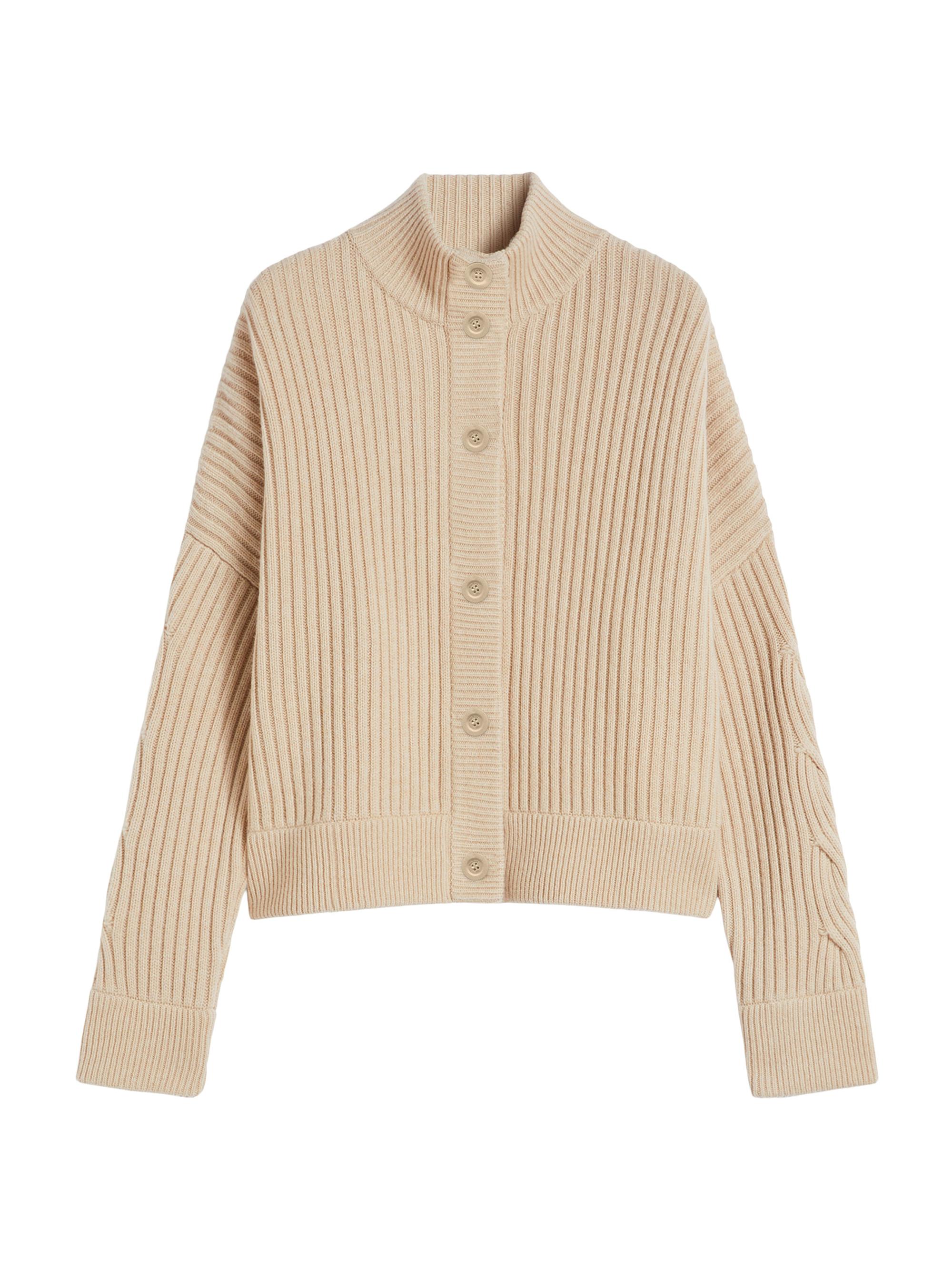 Max Mara Women's Wool and Cashmere Ribbed Cardigan - Beige