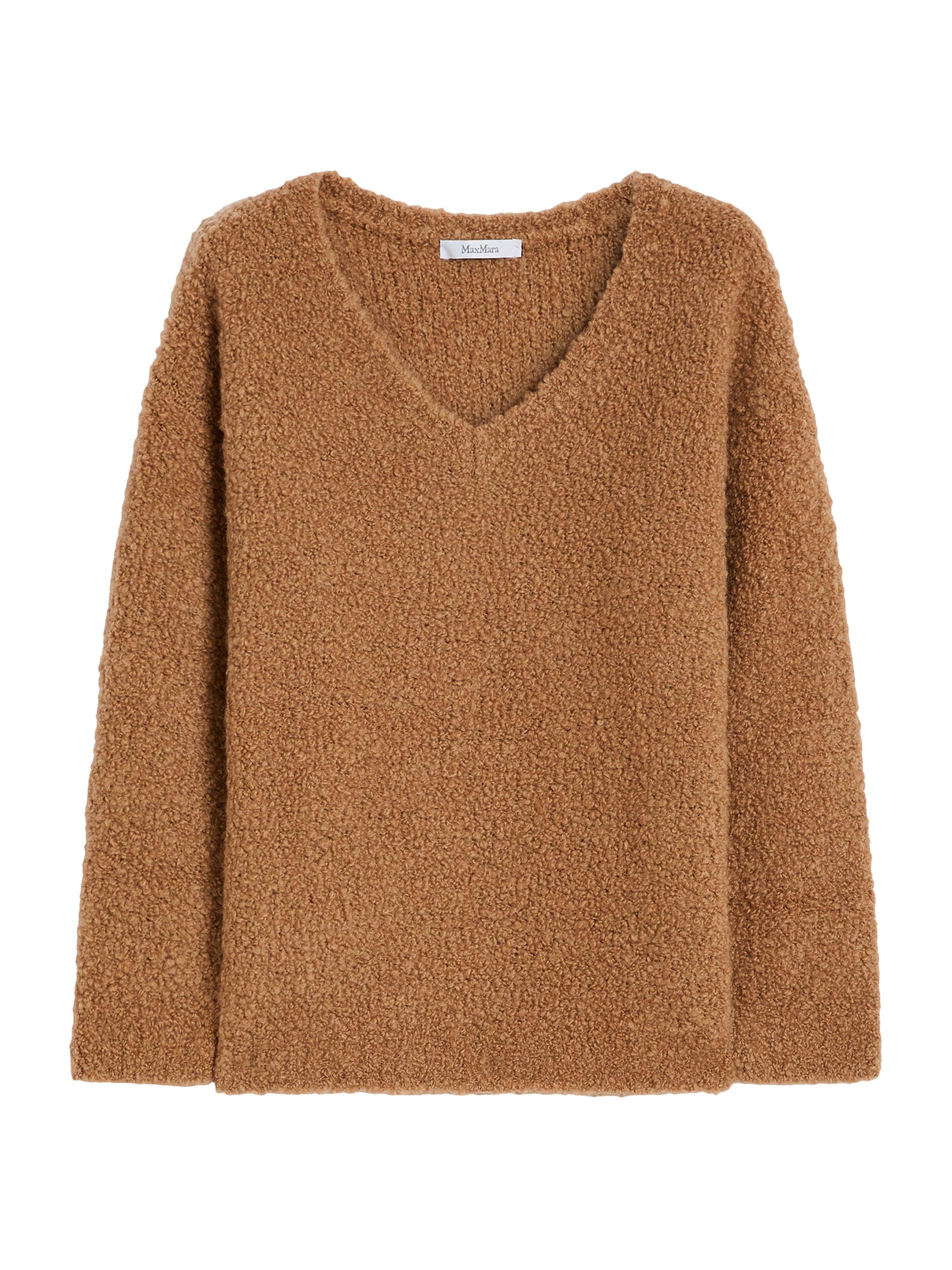 Max Mara Women's Bouclé Silk V-Neck Jumper - Camel