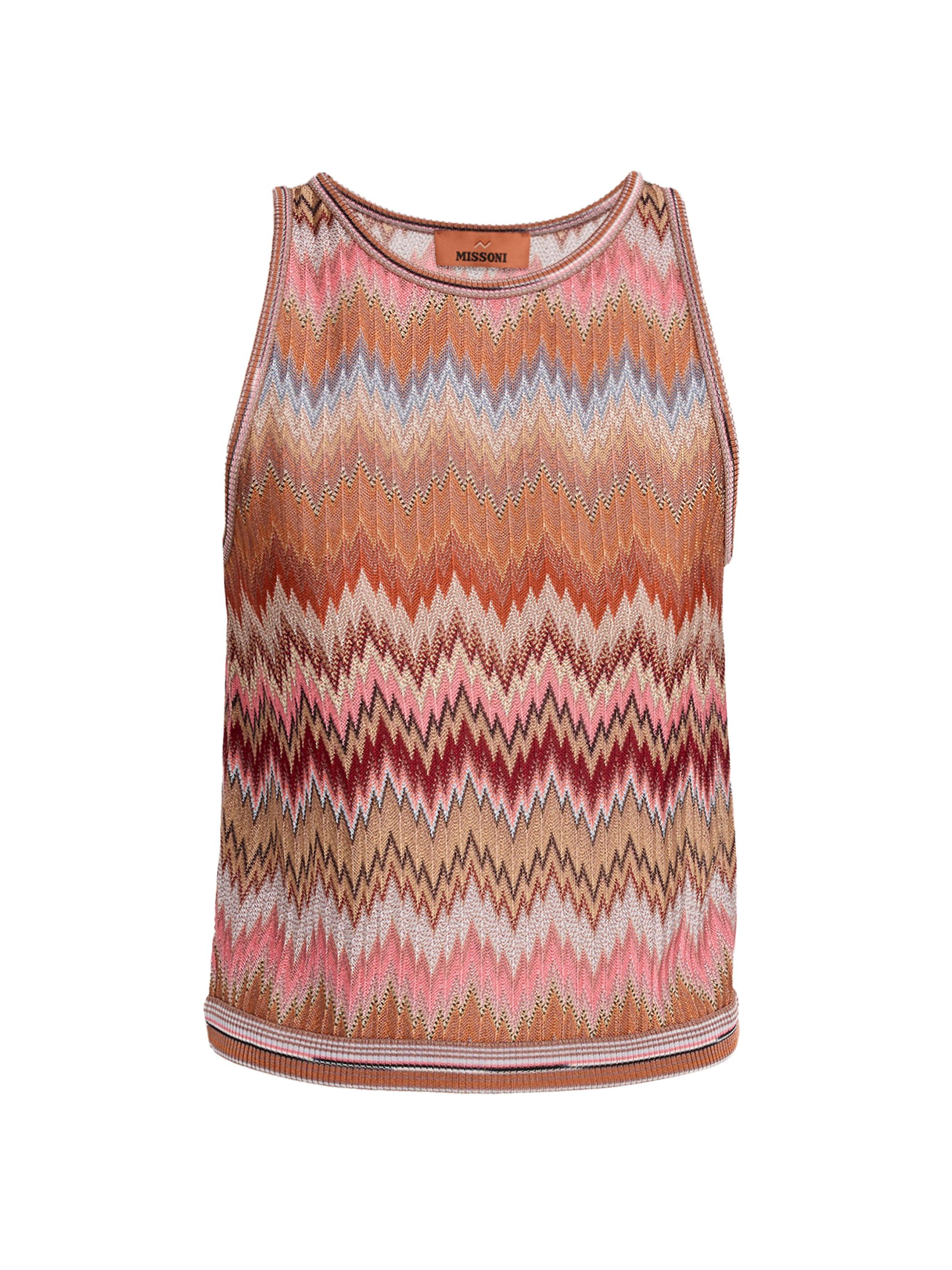 Missoni Women's Chevron Knit Tank - Pink And Rust Tones