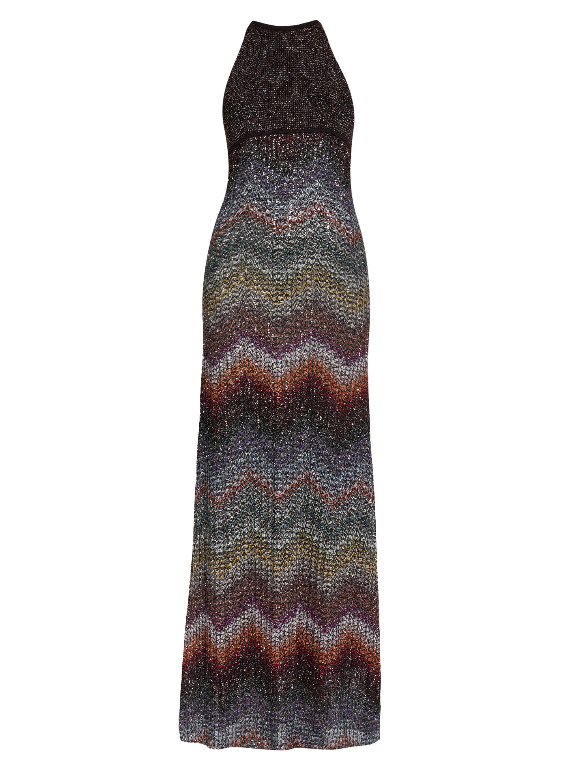 Missoni Women's Sequin Wefted Loom Knit Halterneck Gown - Dark Multi