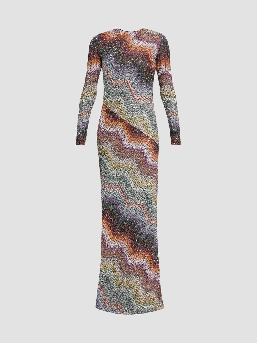 Missoni Women's Wefted Loom Chevron Maxi Dress In Multi Dark