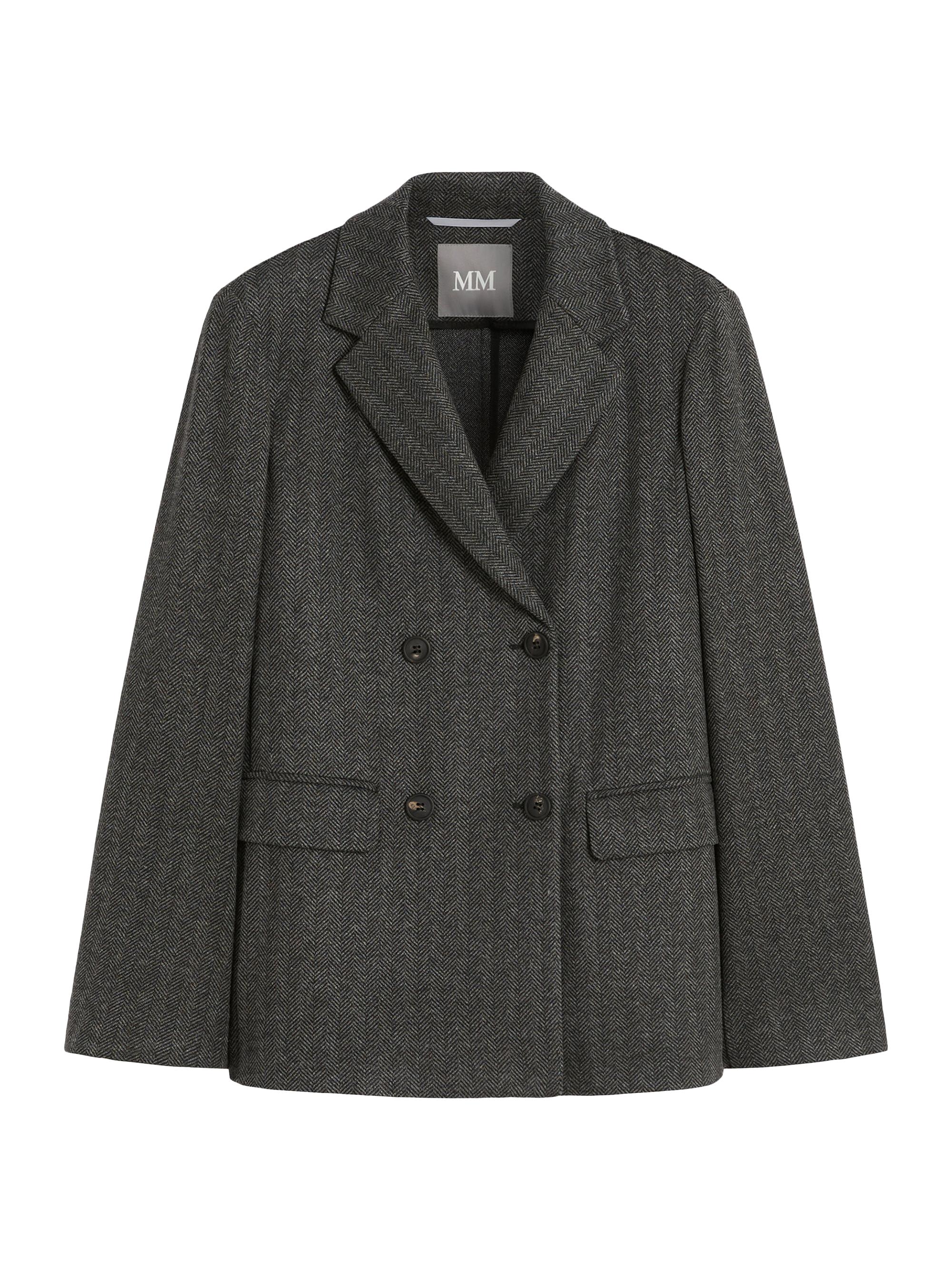 MM Max Mara Women's Double Breasted Jacquard Blazer - Black Jacquard