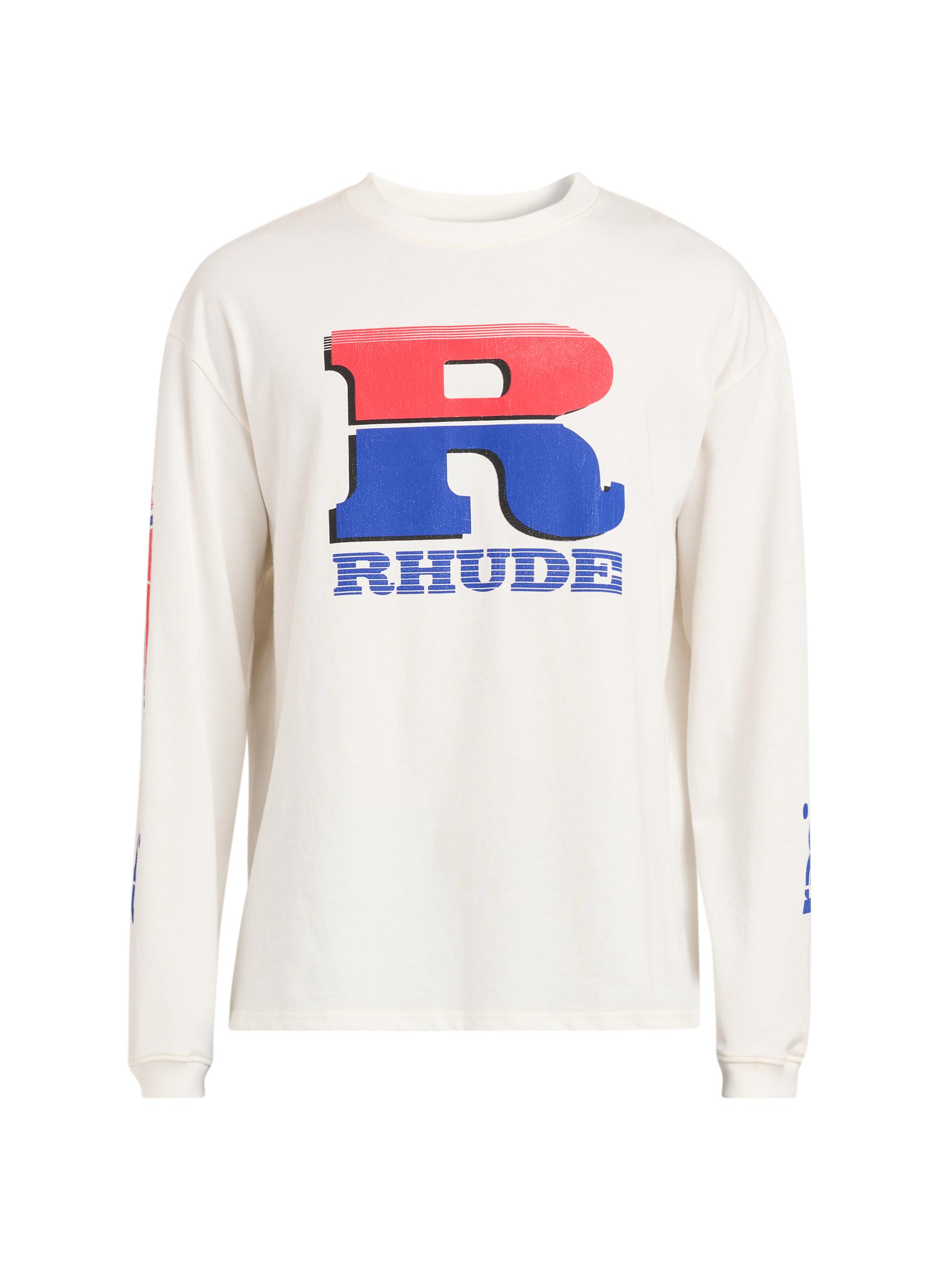 Rhude Men's Vintage Logo Cotton Long-Sleeve Sweatshirt - Vintage White Red Blue