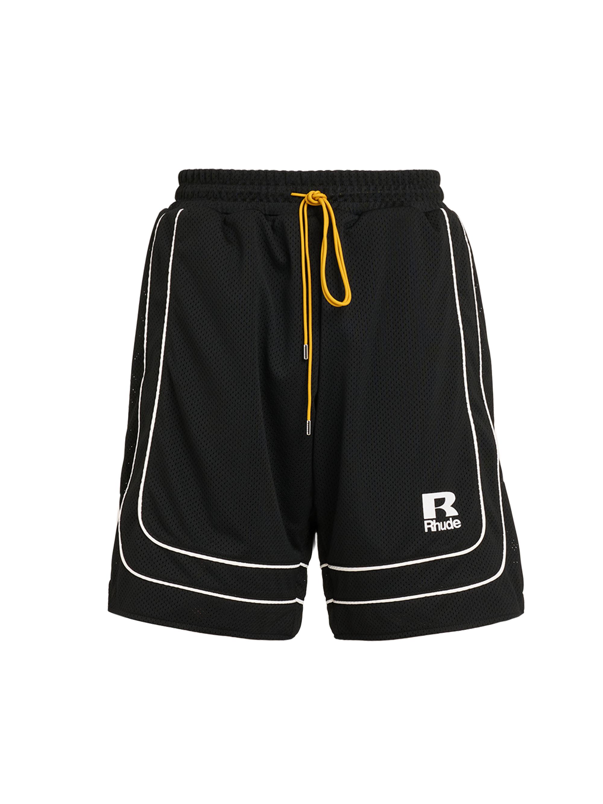 Rhude Men's Mesh Baggy Basketball Shorts - Black White