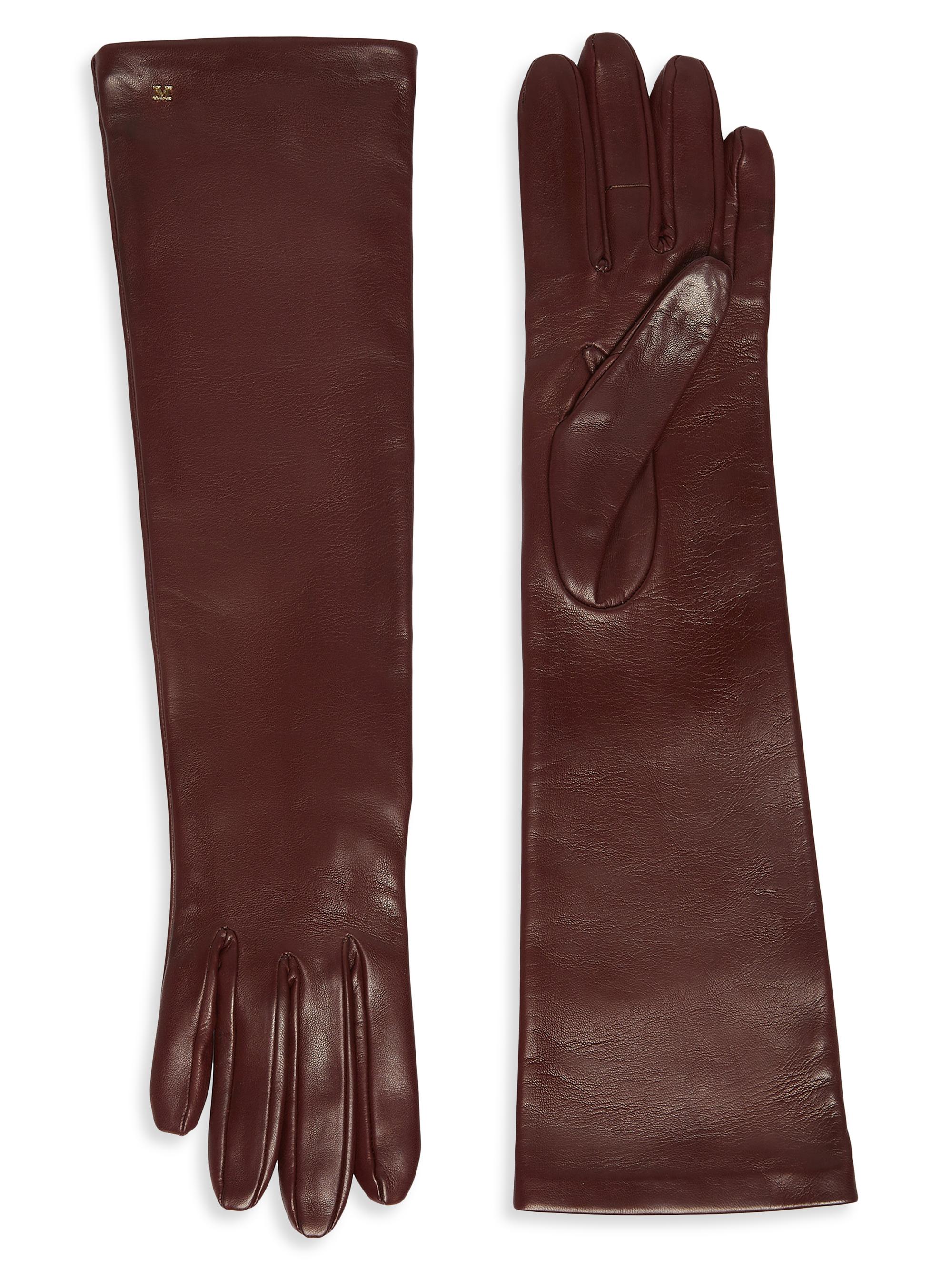 Max Mara Women's Long Nappa Leather Gloves - Bordeaux