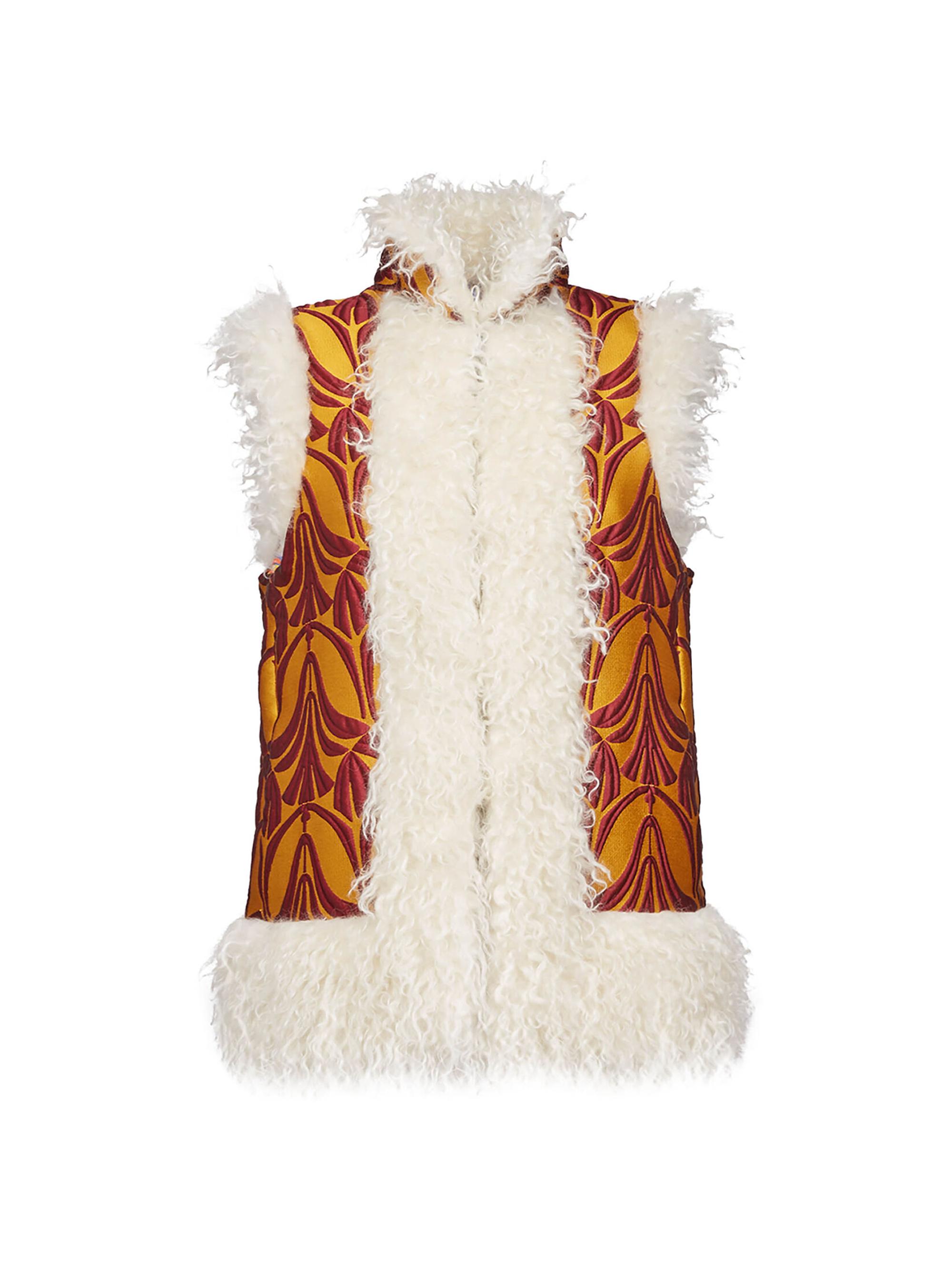 La DoubleJ Women's Sleeveless Folk Jacket - Jacquard Papyrus Gold