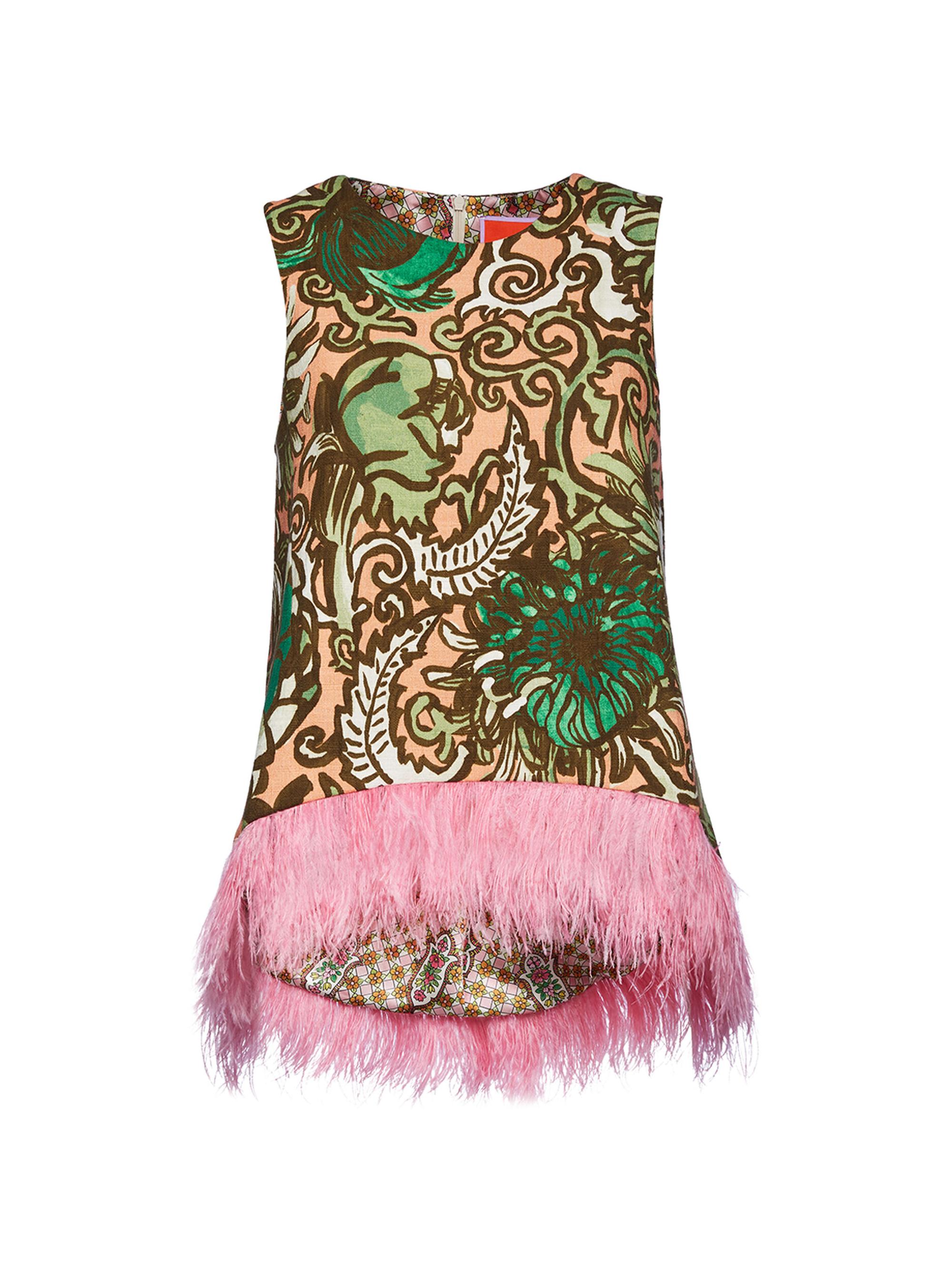 La DoubleJ Women's La Scala Top with Feathers - Anemone Pink Olive