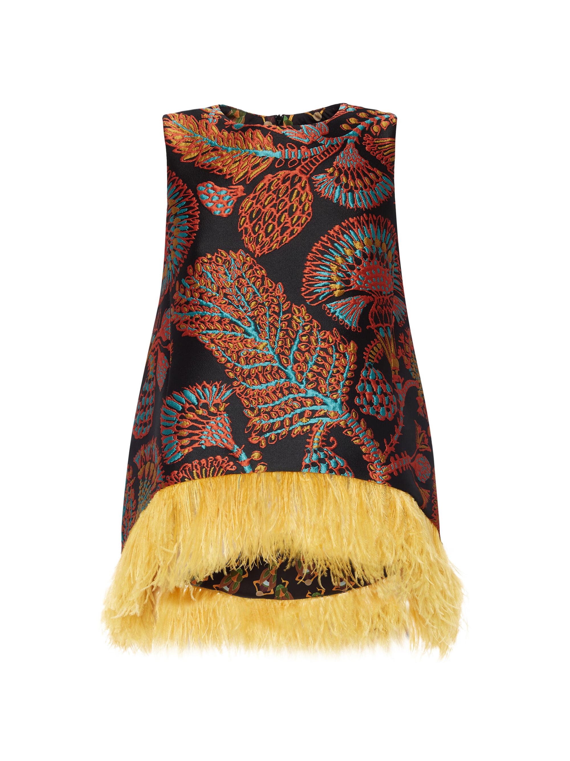 La DoubleJ Women's La Scala Top with Feathers - Jacquard Sicomore Black