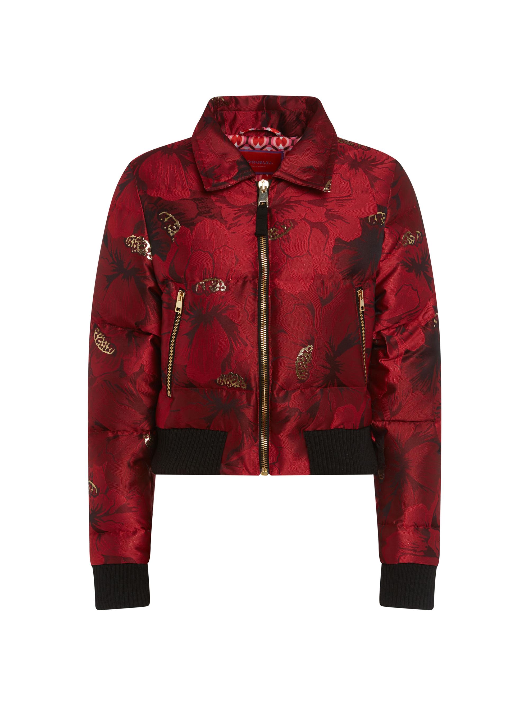 La DoubleJ Women's La Comasca Puffer Bomber - Jacquard Ruby Red