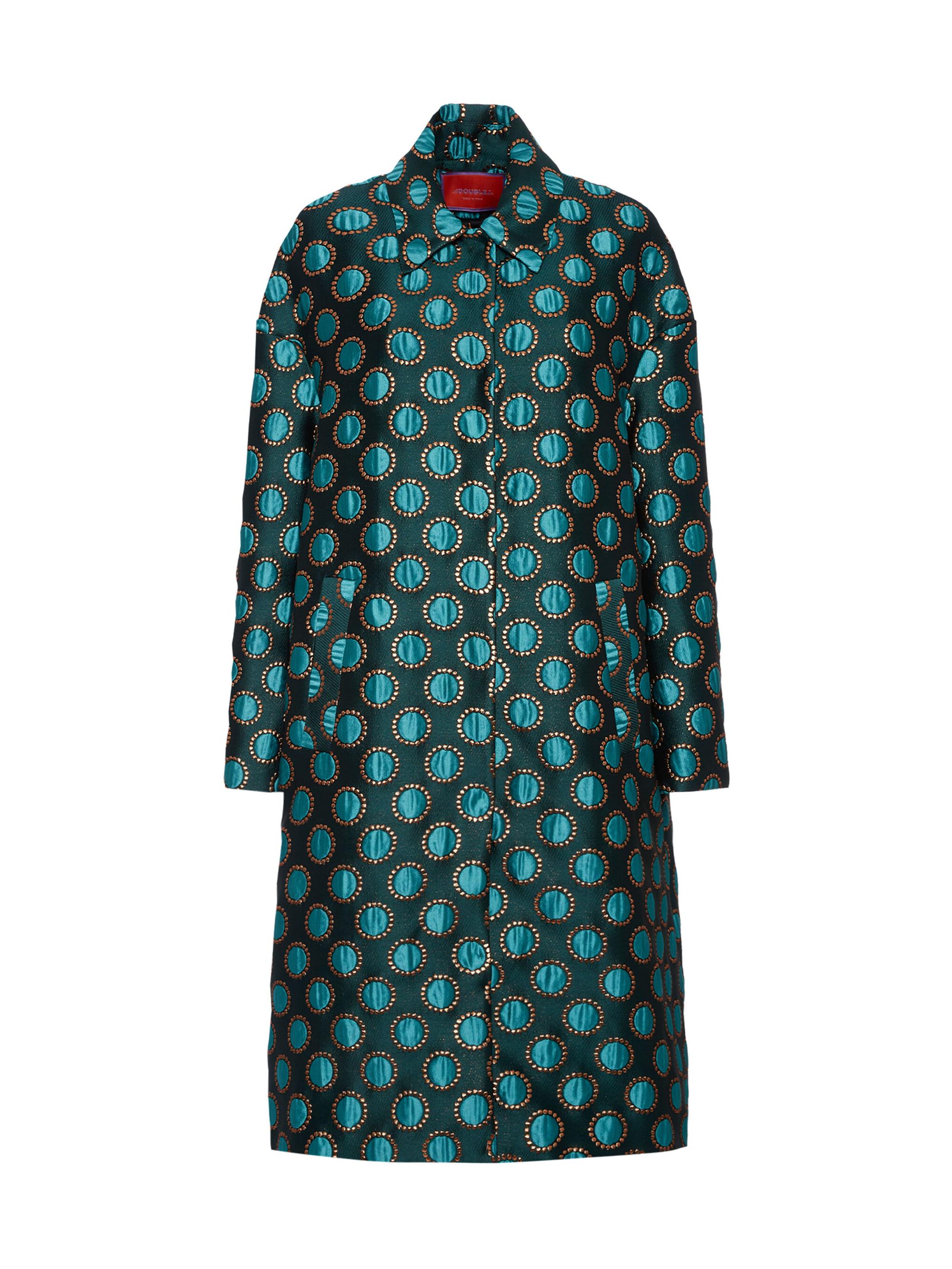 La DoubleJ Women's Boxy Coat - Jacquard Winter Sun Emerald