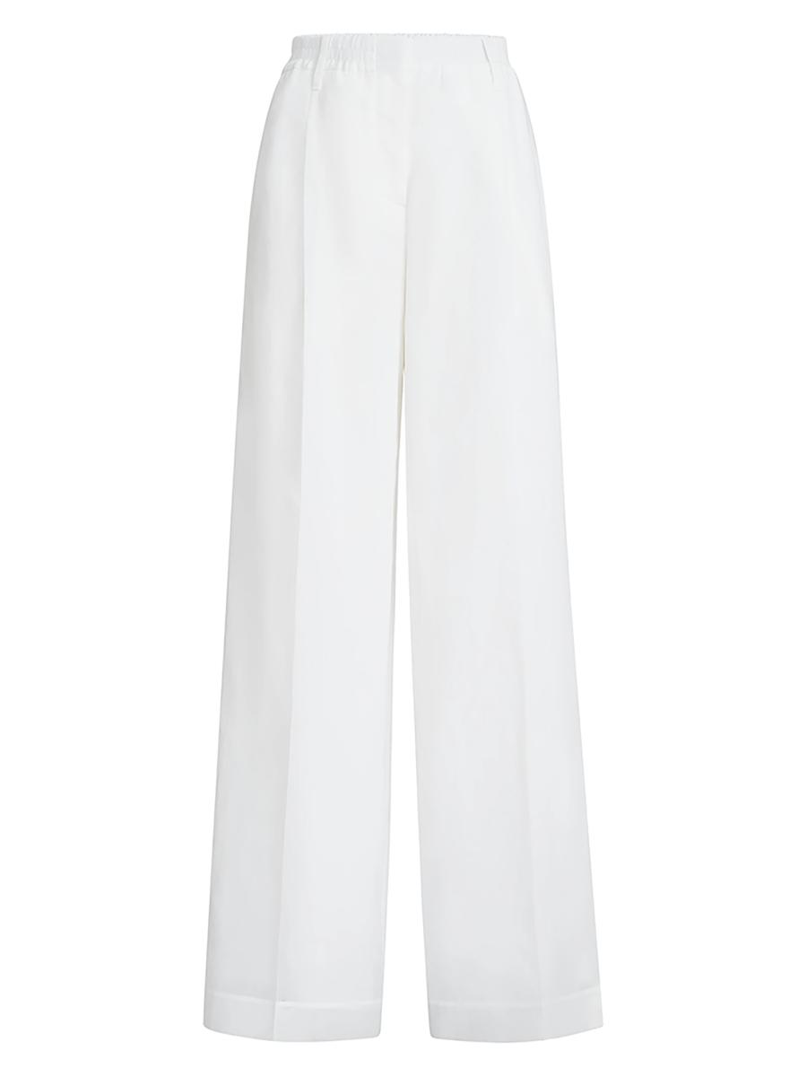 Brunello Cucinelli Women's Cotton Organza Sartorial Track Trousers With Monili In White
