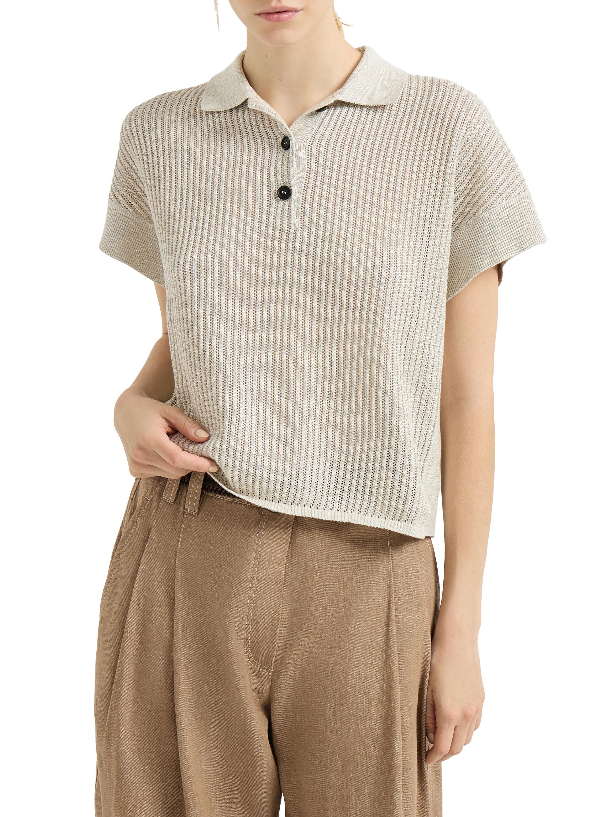 Brunello Cucinelli Sparkling Cotton Ribbed Net Polo Shirt | Saks