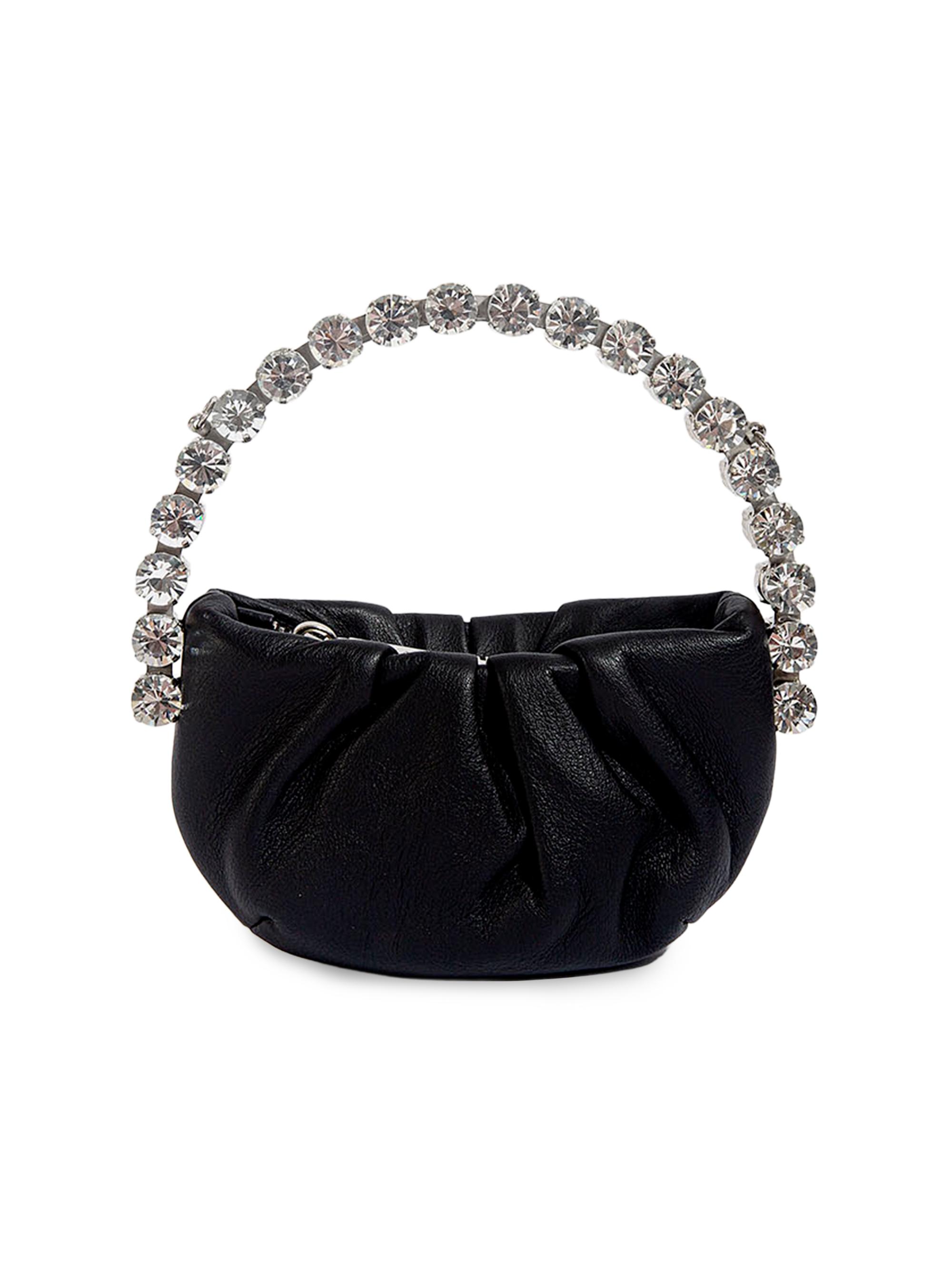 L'Alingi Women's Micro Eternity Crystal-Embellished Leather Convertible Clutch - Black