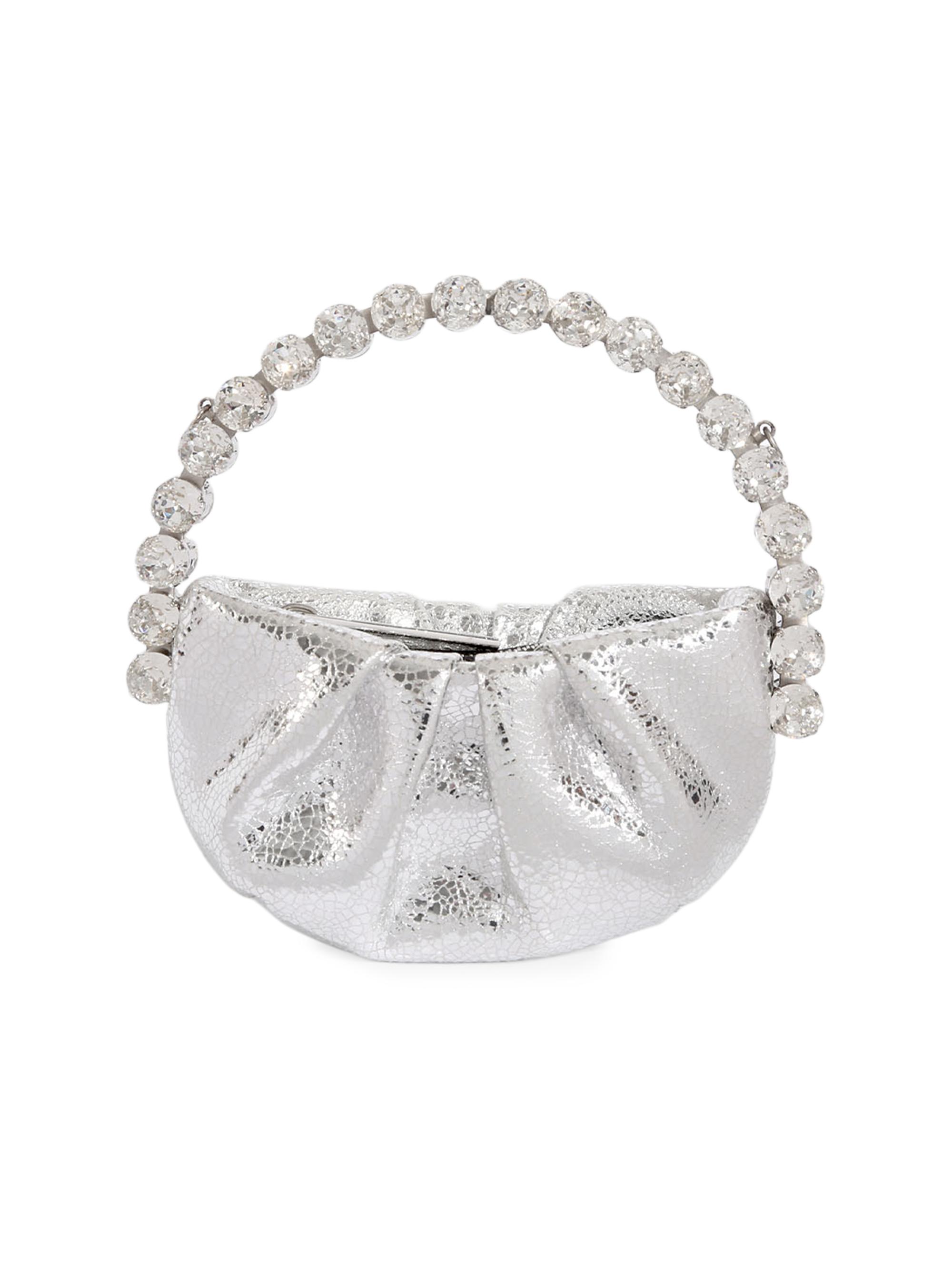 L'Alingi Women's Micro Eternity Crystal-Embellished Leather Convertible Clutch - Silver