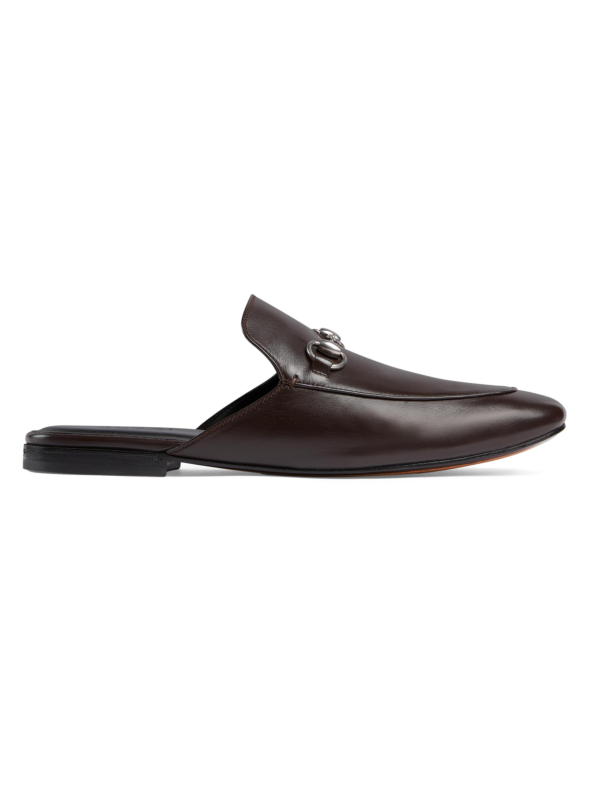 Gucci Men's Kings Flex Leather Mules - Dark Brown