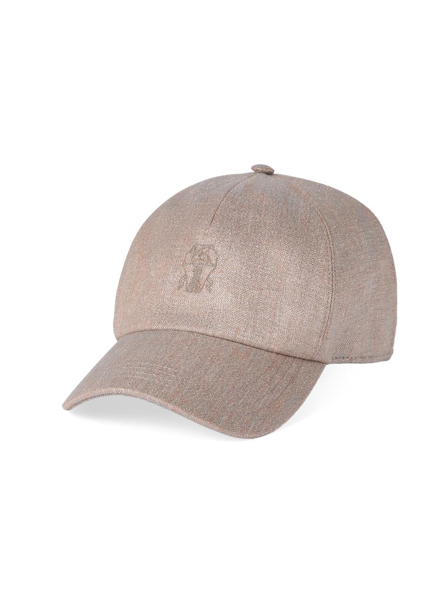Brunello Cucinelli Women's Sparkling Linen Twill Baseball Cap With Logo In Sand