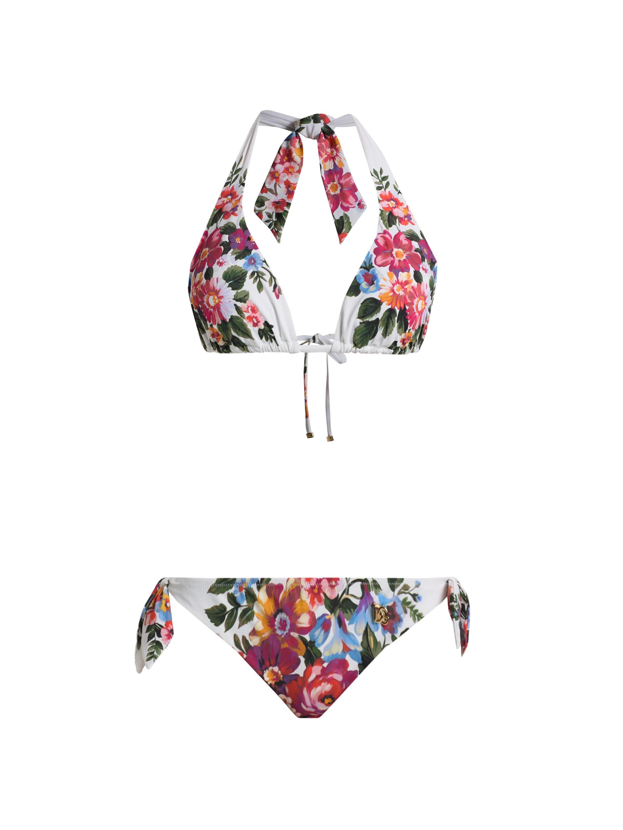 Dolce & Gabbana Women's Floral Boquet Print Halter Bikini - White Floral