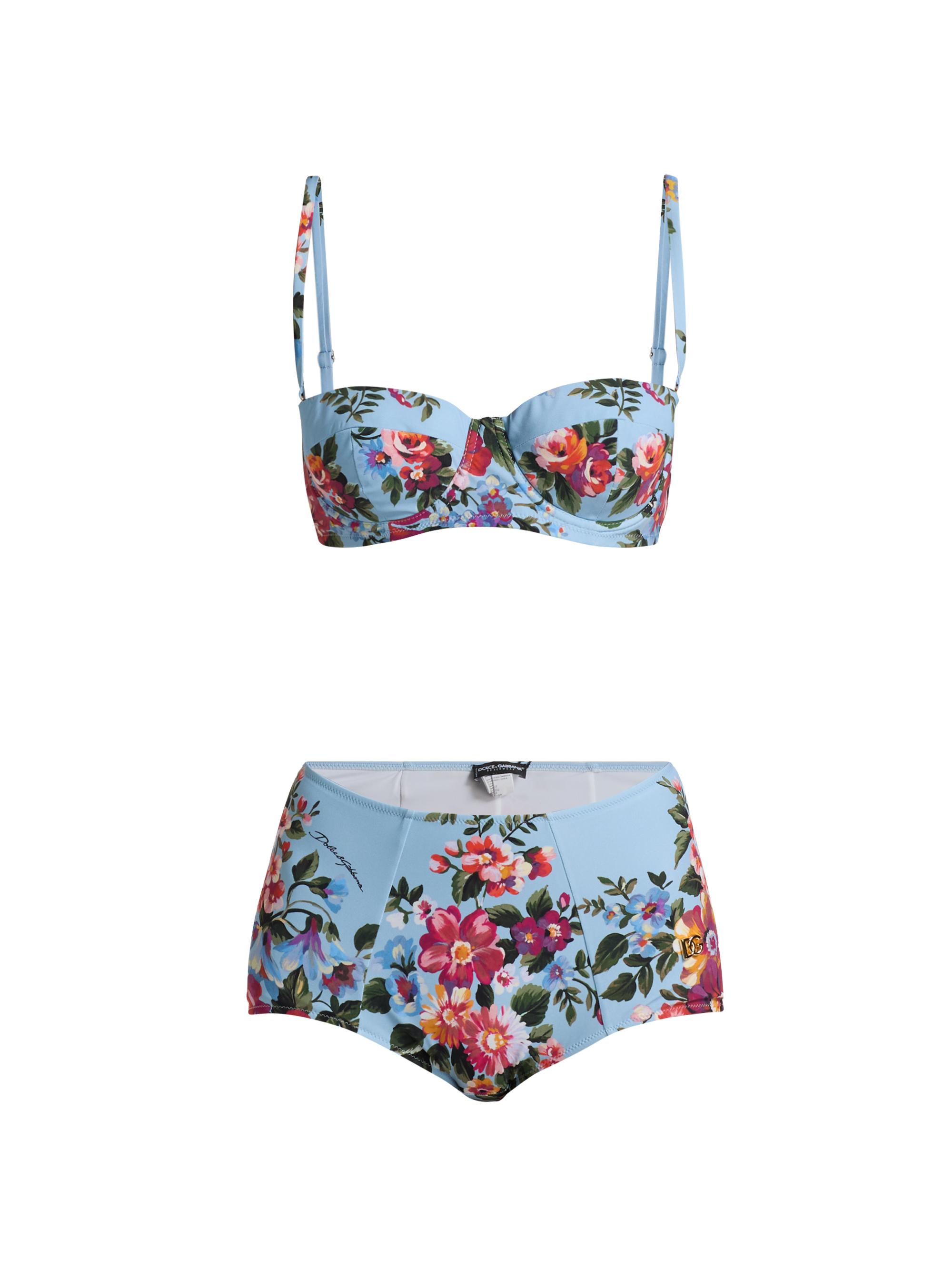 Dolce & Gabbana Women's Floral Bouquet Print Retro Bikini - Blue Floral