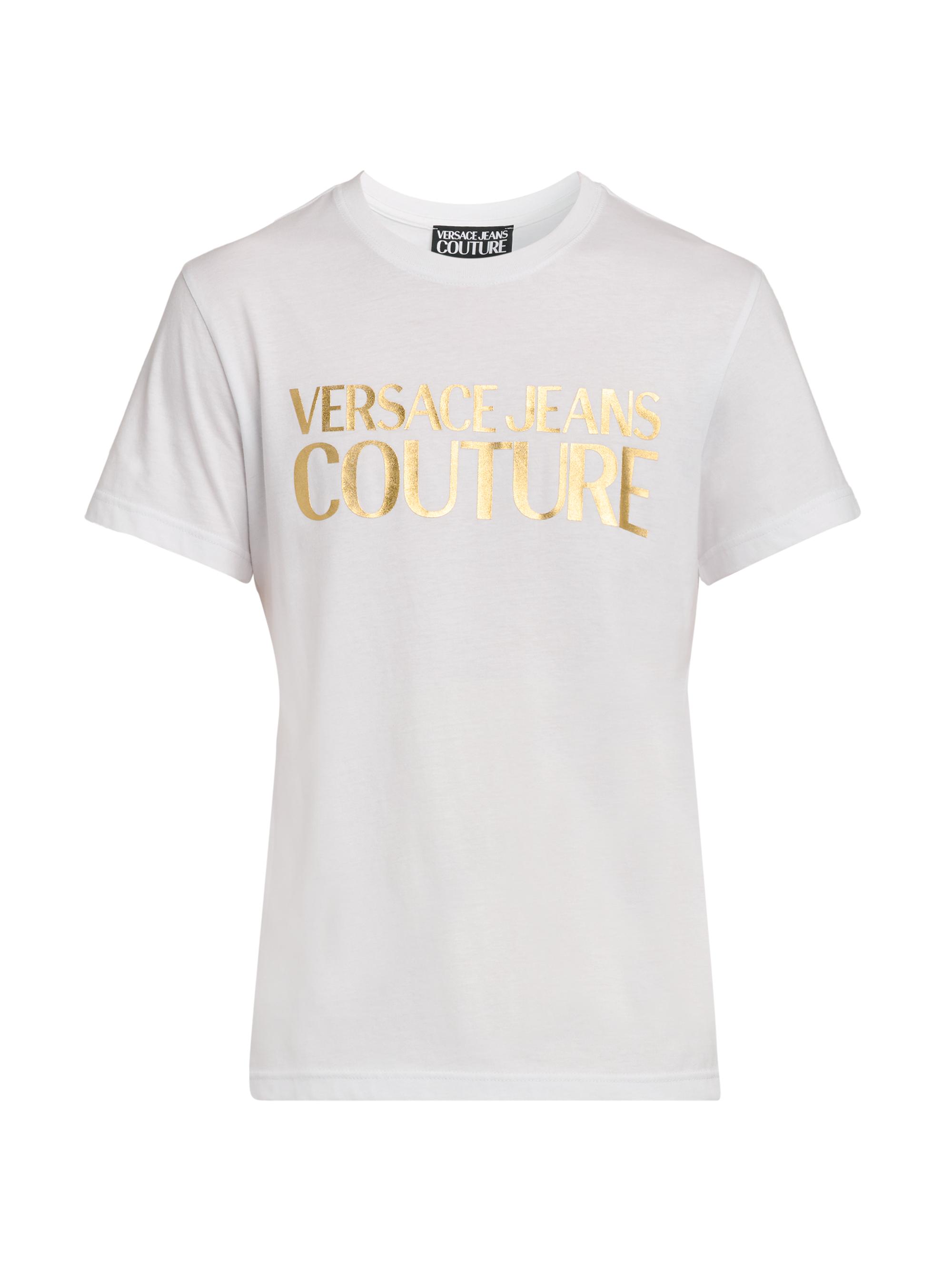 Versace Jeans Couture Men's Logo Stretch-Cotton Crewneck T-Shirt - White Gold
