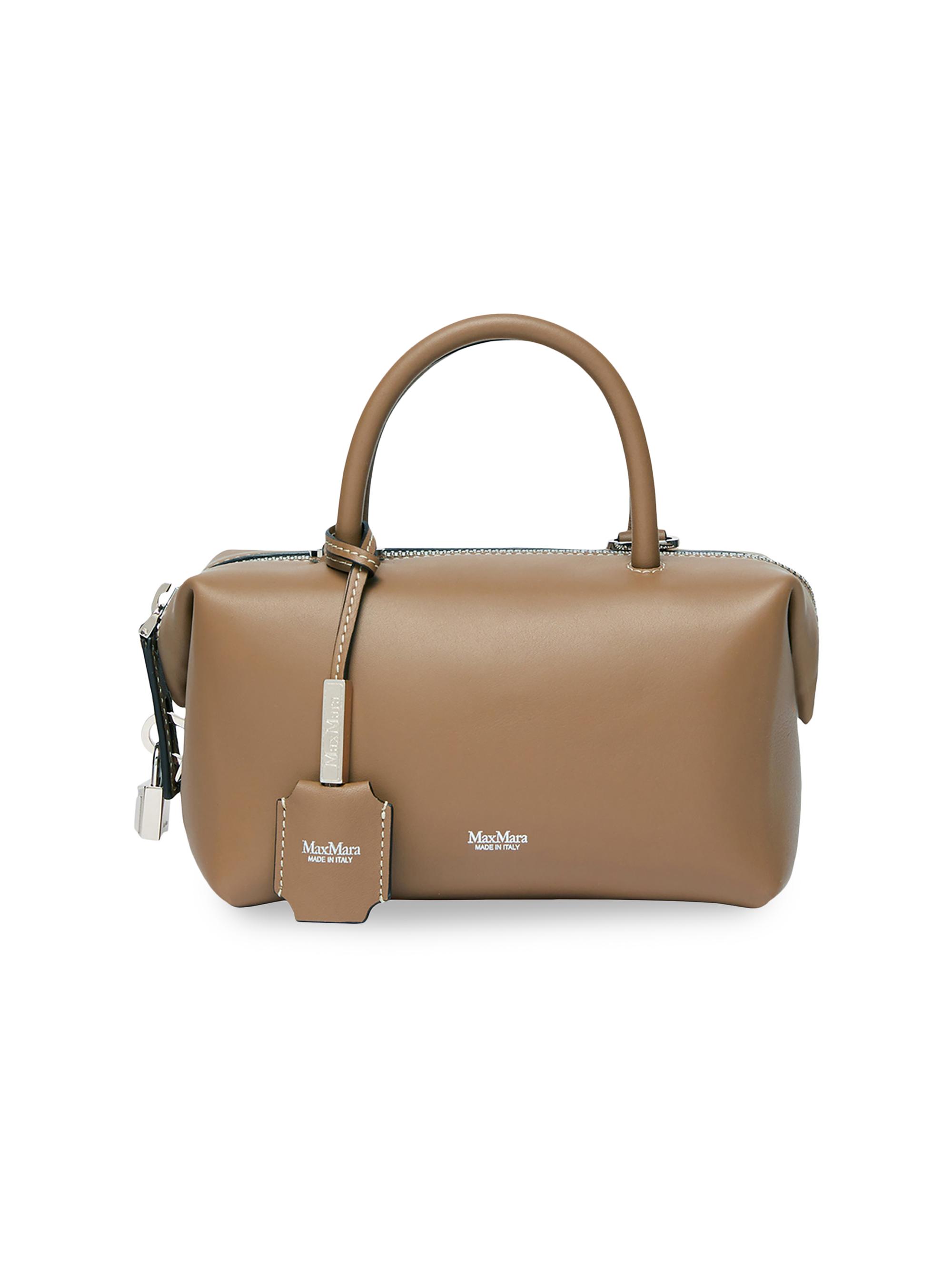 Max Mara Women's  Natural Leather Bowler Top Handle Bag - Mud