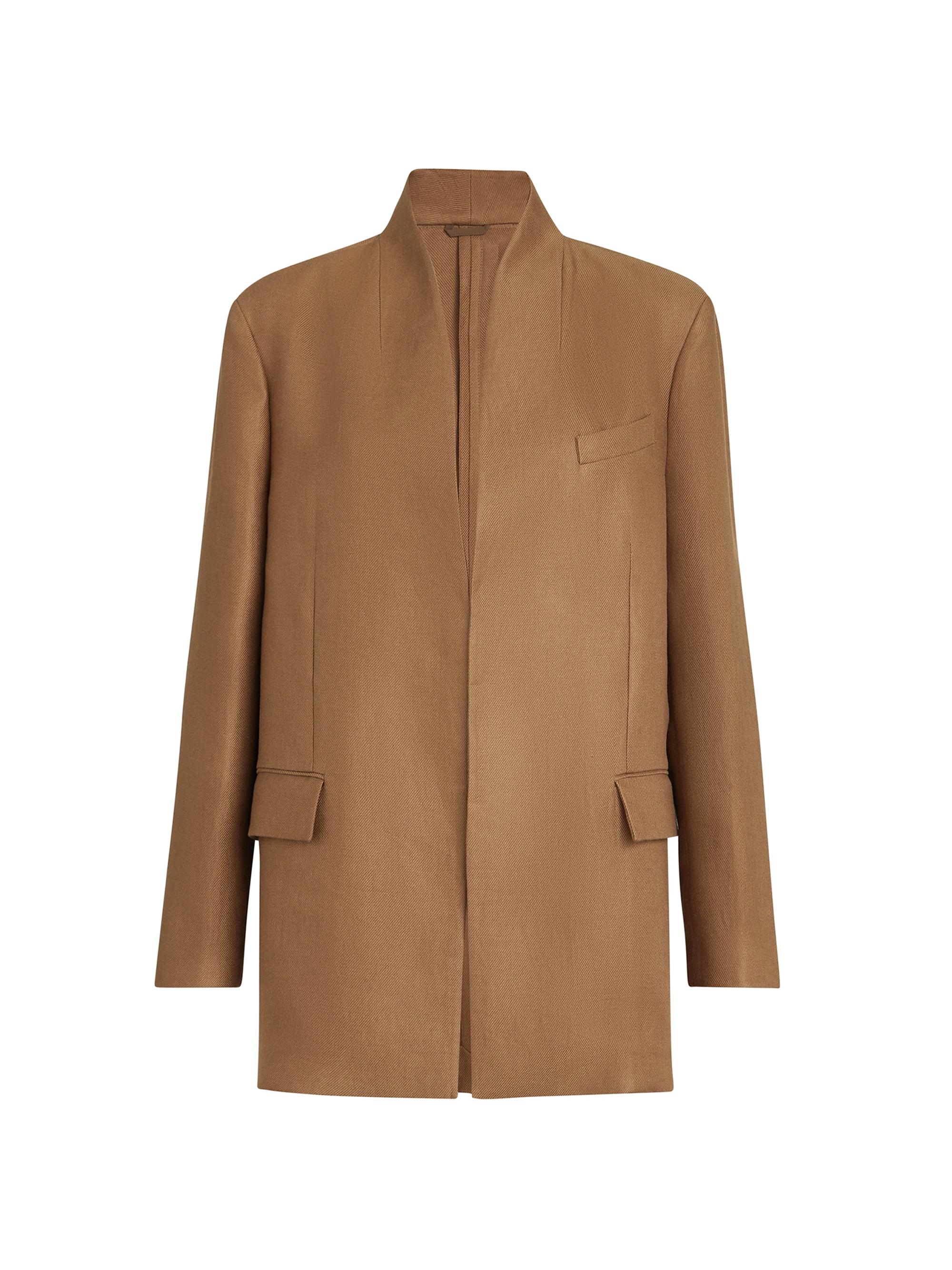 Brunello Cucinelli Women's Linen Diagonal Blazer with Monili - Beige