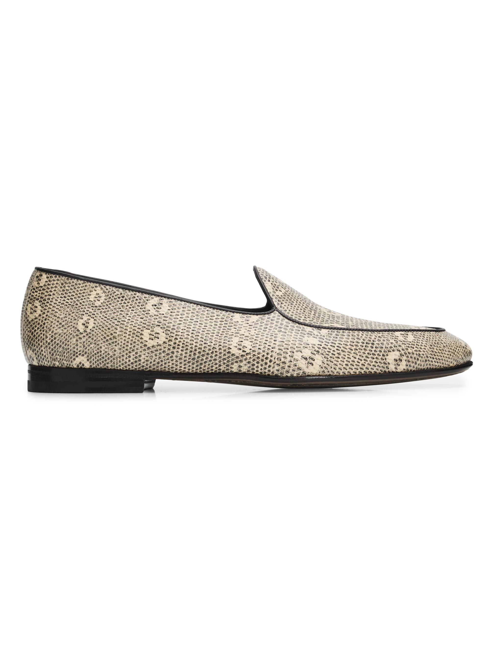 Manolo Blahnik Men's Modena Snake-Embossed Leather Loafers - Brown