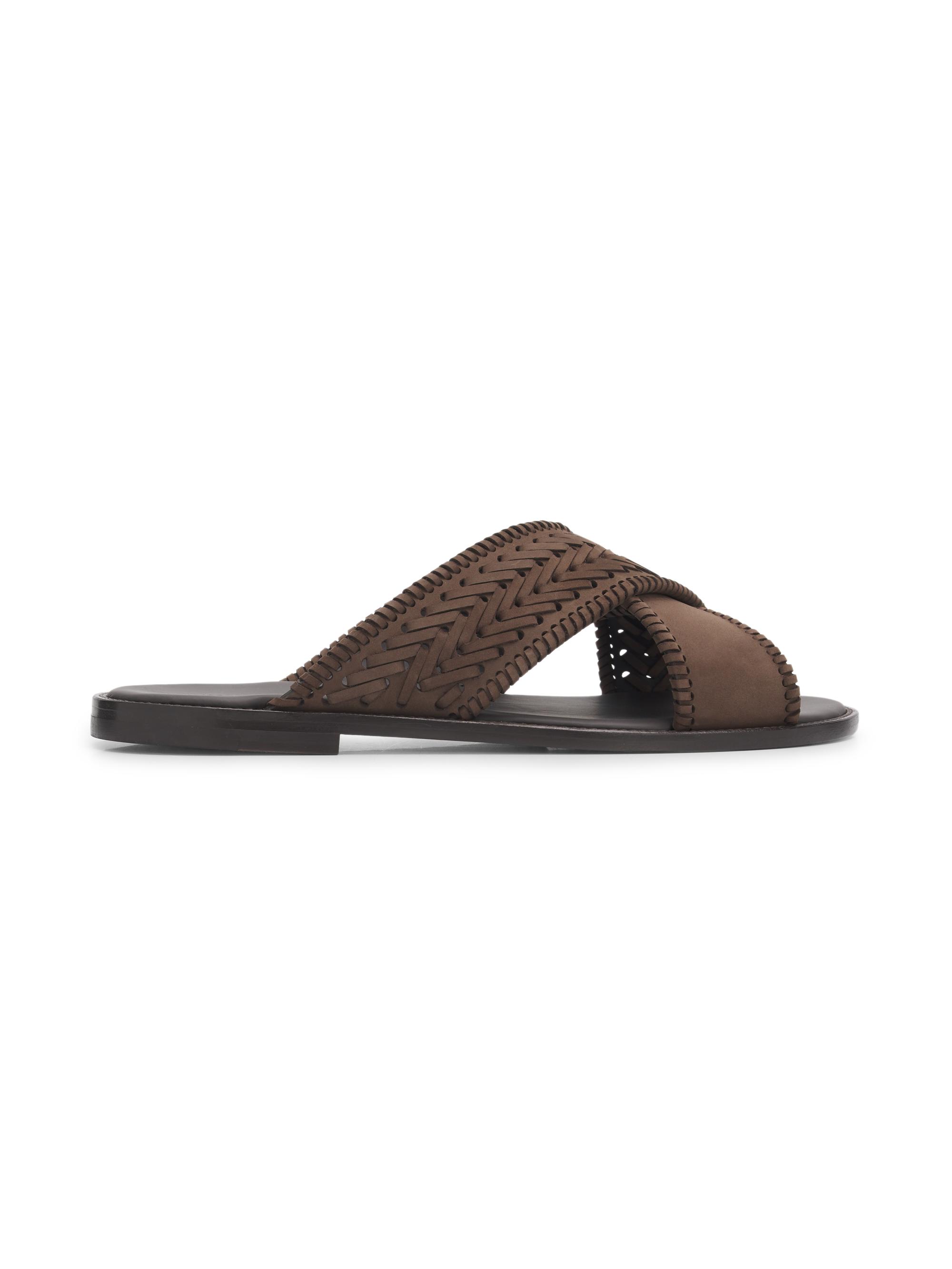 Manolo Blahnik Men's Tex Woven Suede Sandals - Dark Brown