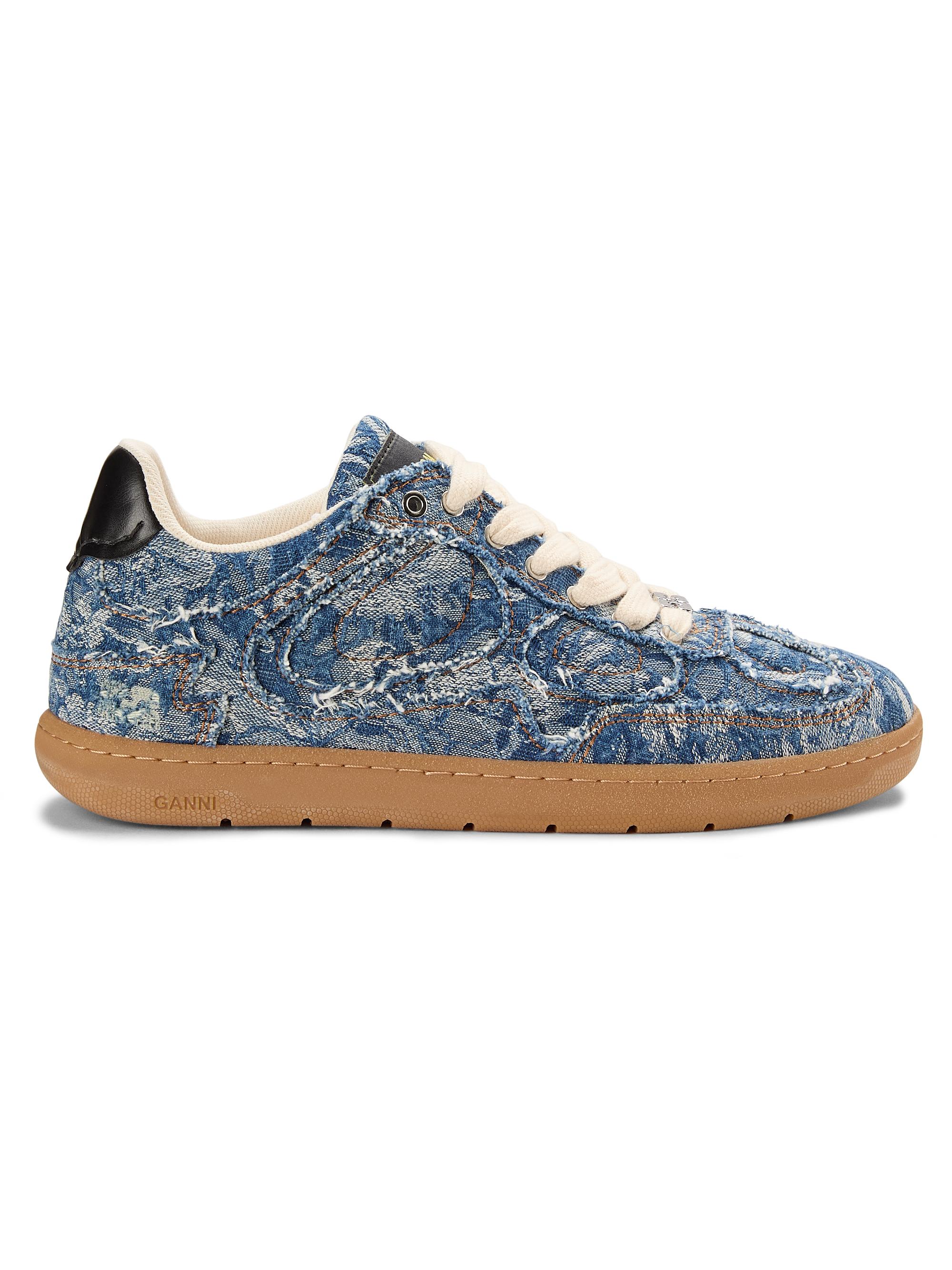 Ganni Women's Tapestry Denim Low-Top Sneakers - Mid Blue Vintage