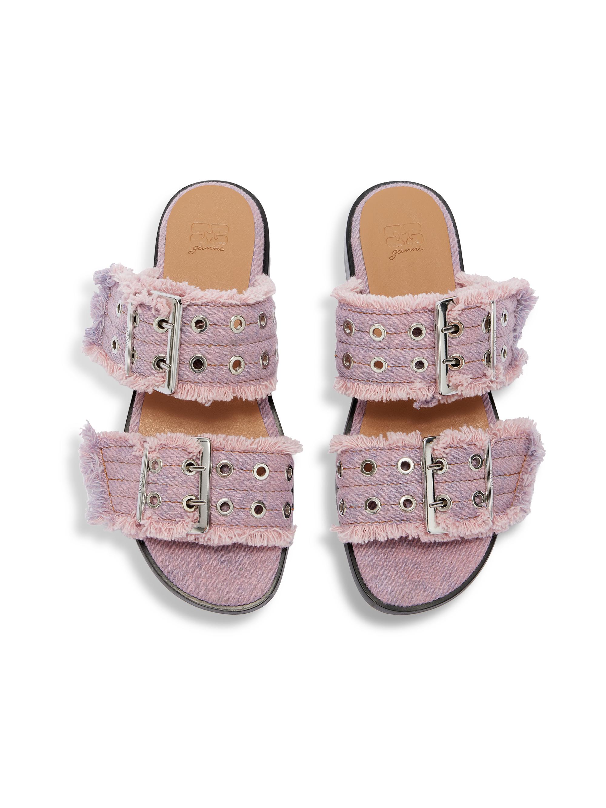 Ganni Feminine Fringed Denim Sandals | Saks Fifth Avenue