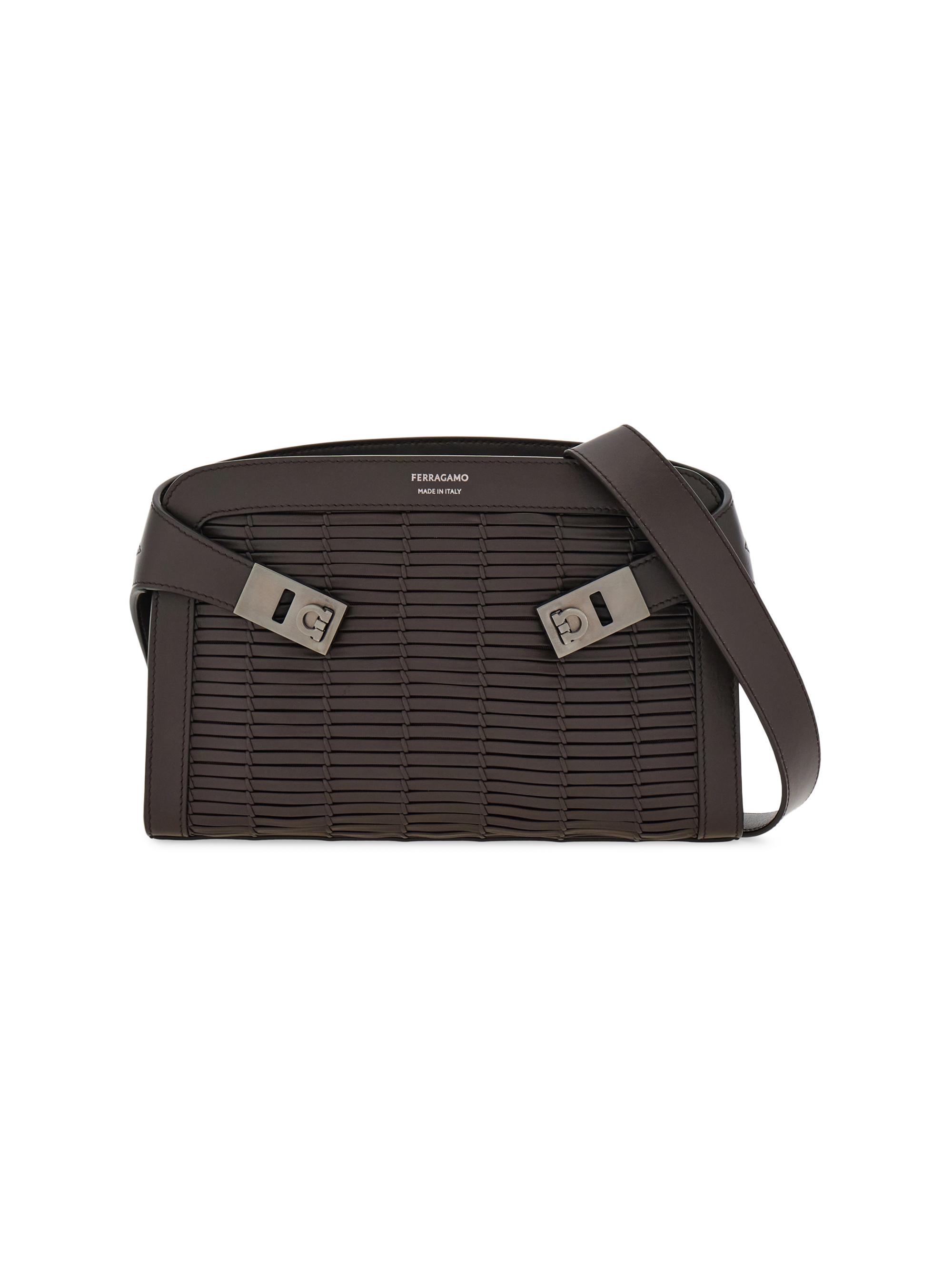 FERRAGAMO Men's Hug Leather Shoulder Bag - Moro