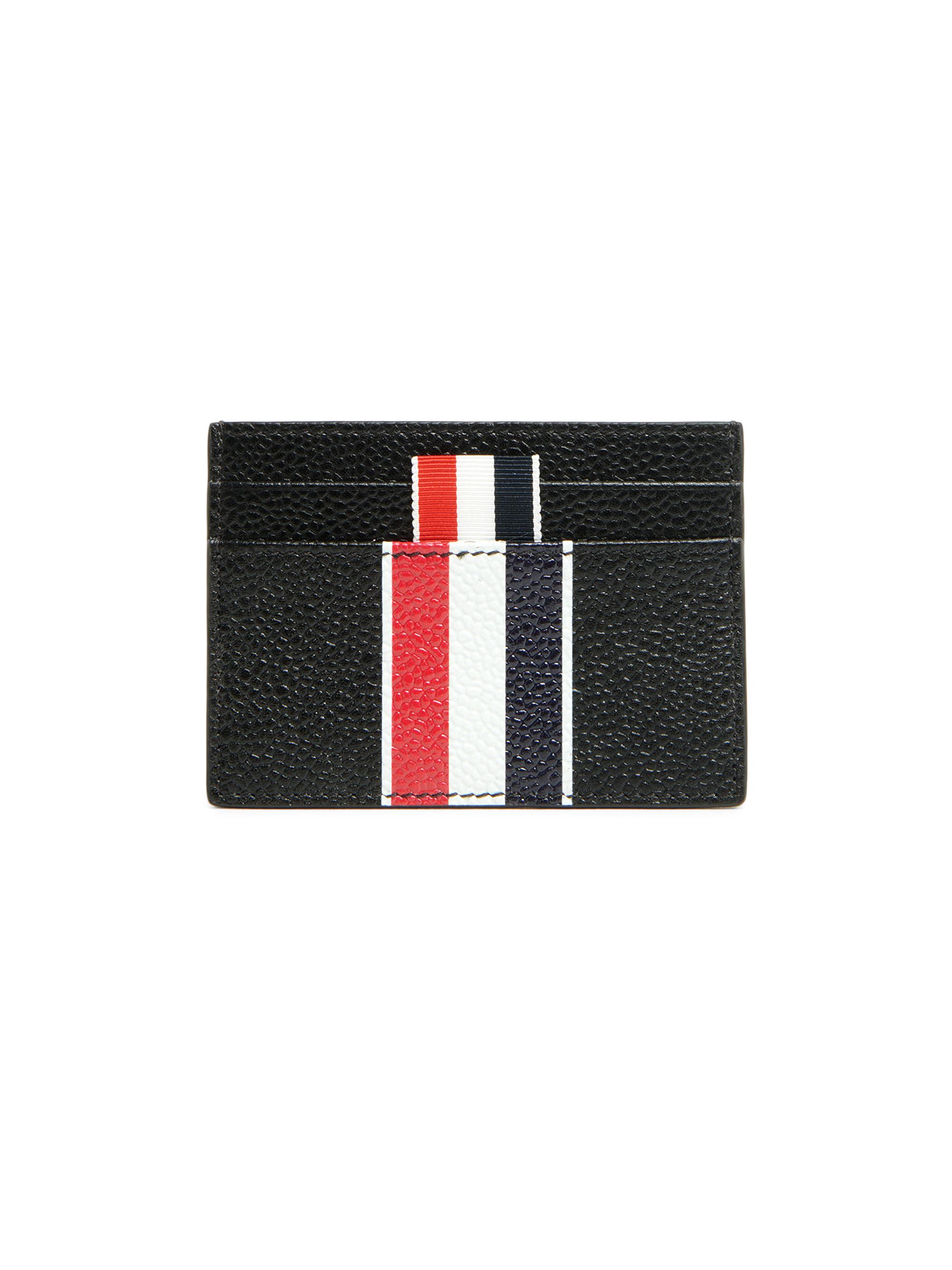 Thom Browne Men's Double-Sided Tricolor-Striped Leather Card Case - Black