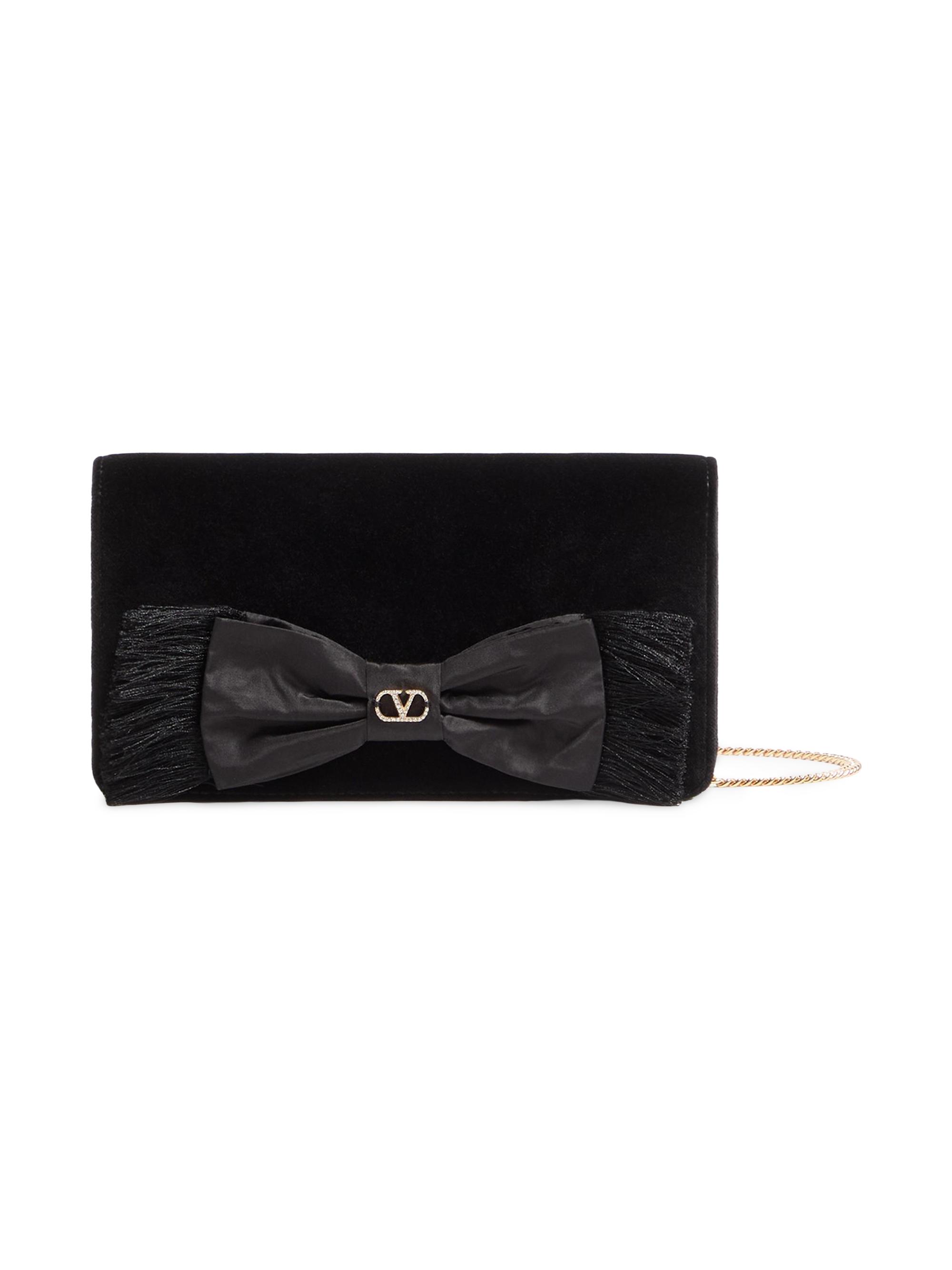 Valentino Garavani Women's VLogo Signature Mini Velvet Shoulder Bag - Black