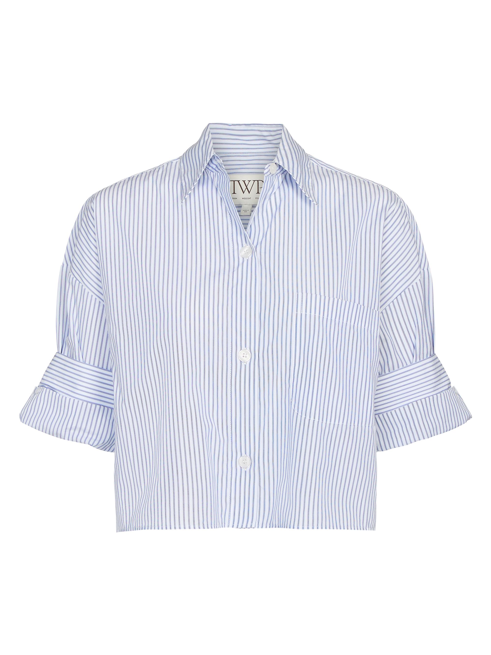 TWP Women's Next Ex Striped Cotton Shirt - White Midnight