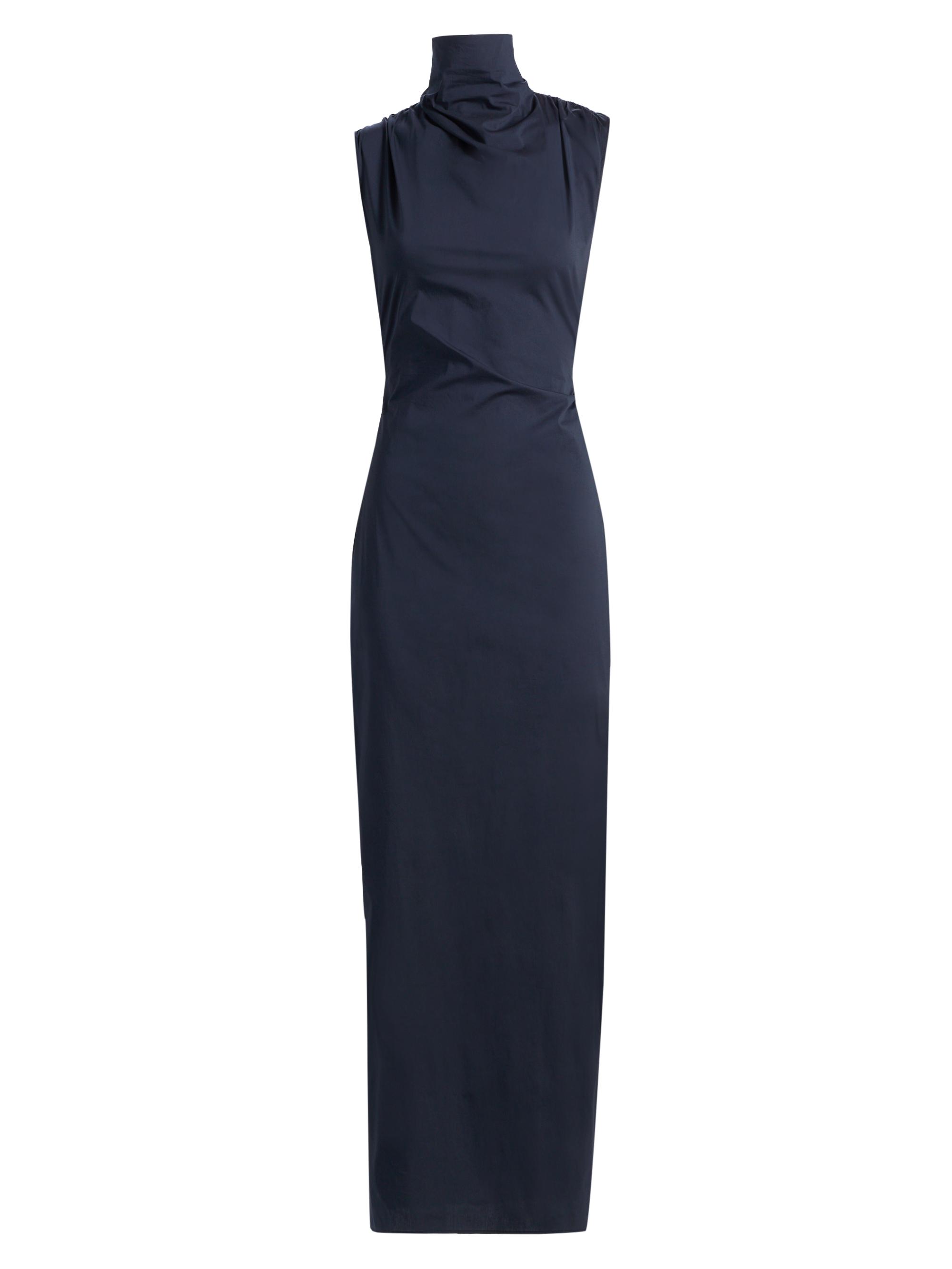 TWP Women's Gathered Thoughts Cotton-Blend Turleneck Maxi Dress - Midnight