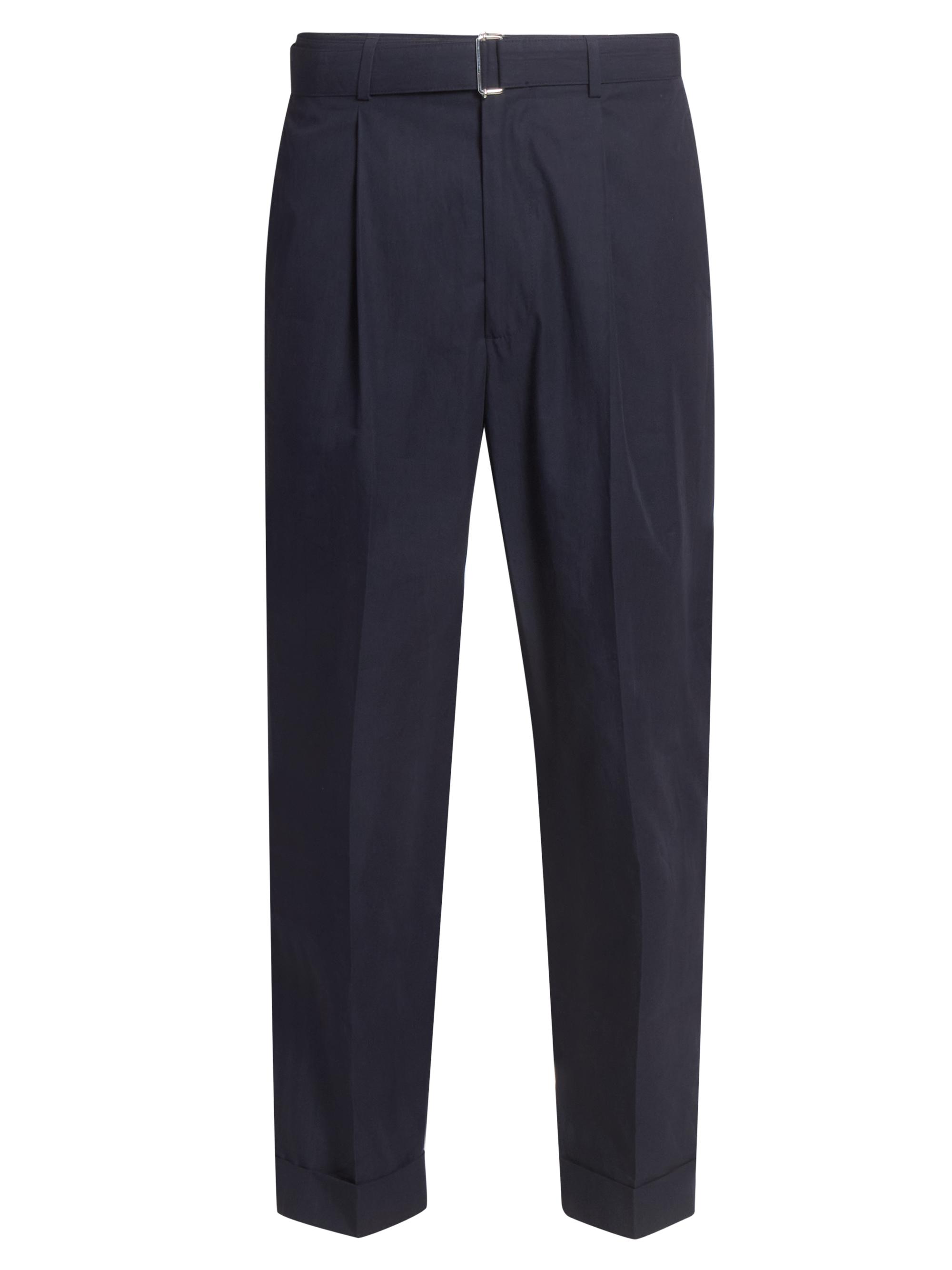 Officine Générale Men's Hugo Cotton Poplin Pleated Trousers - Dark Navy